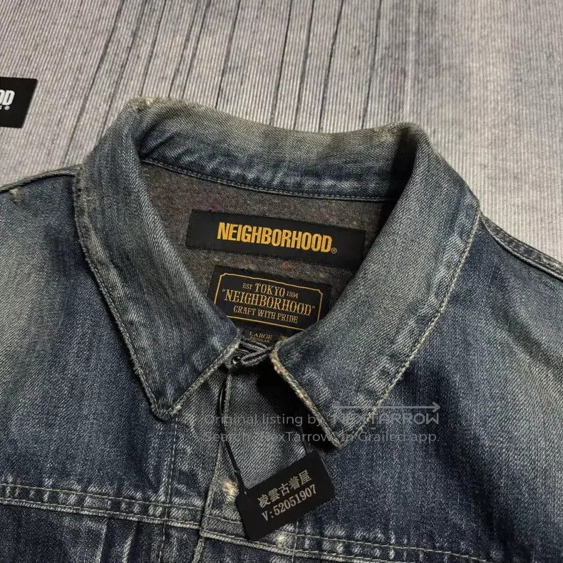 Neighborhood Neighborhood 19AW Wool Washed Distressed Splashed Denim Ja Size US L / EU 52-54 / 3 - 4 Thumbnail