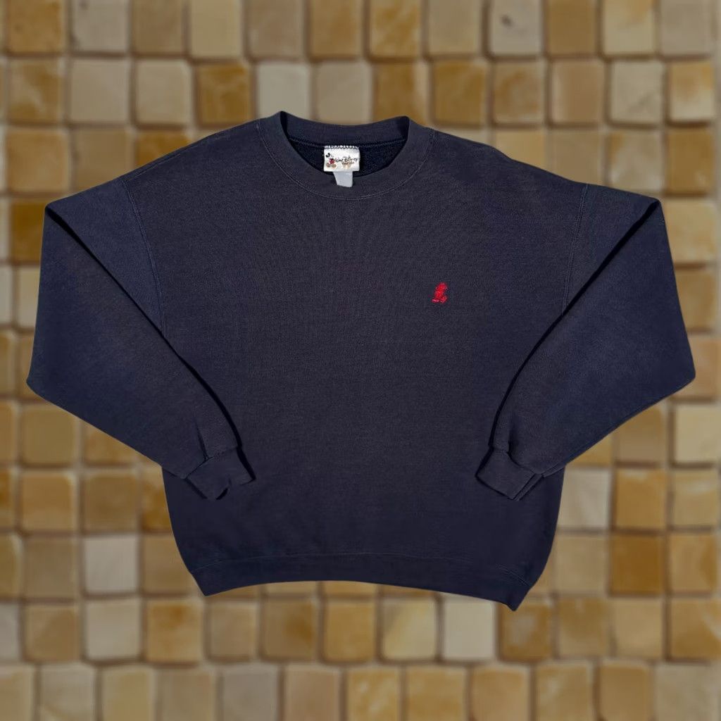 Disney VINTAGE Walt Disney World Embroidered Mini Logo Faded Navy Blue Sweatshirt Large Mens L Pullover Shirt Hoodie? Size US L / EU 52-54 / 3 - 1 Thumbnail