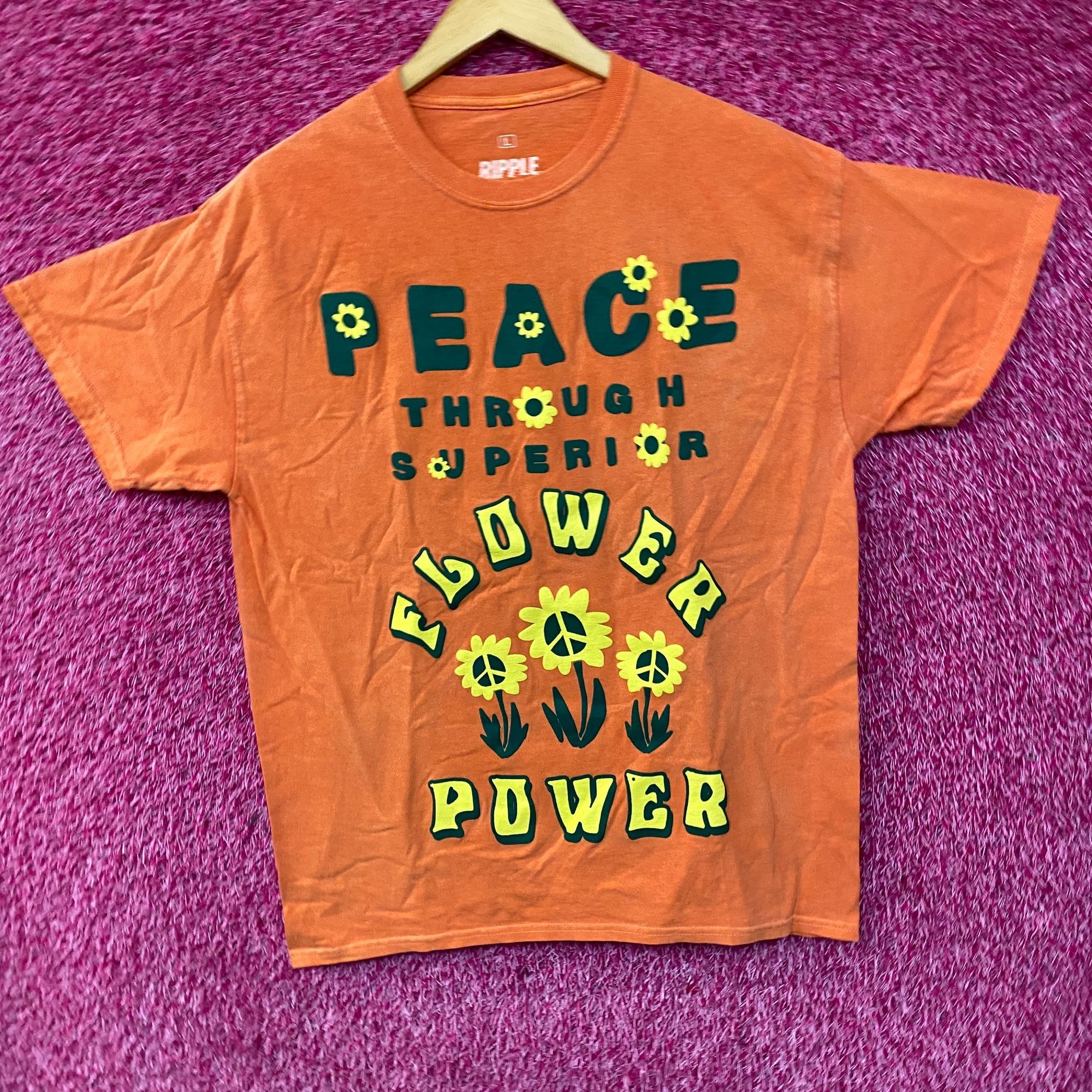 Other Flower Power Peace Through Superior Flower Tshirt size large Size US L / EU 52-54 / 3 - 3 Thumbnail
