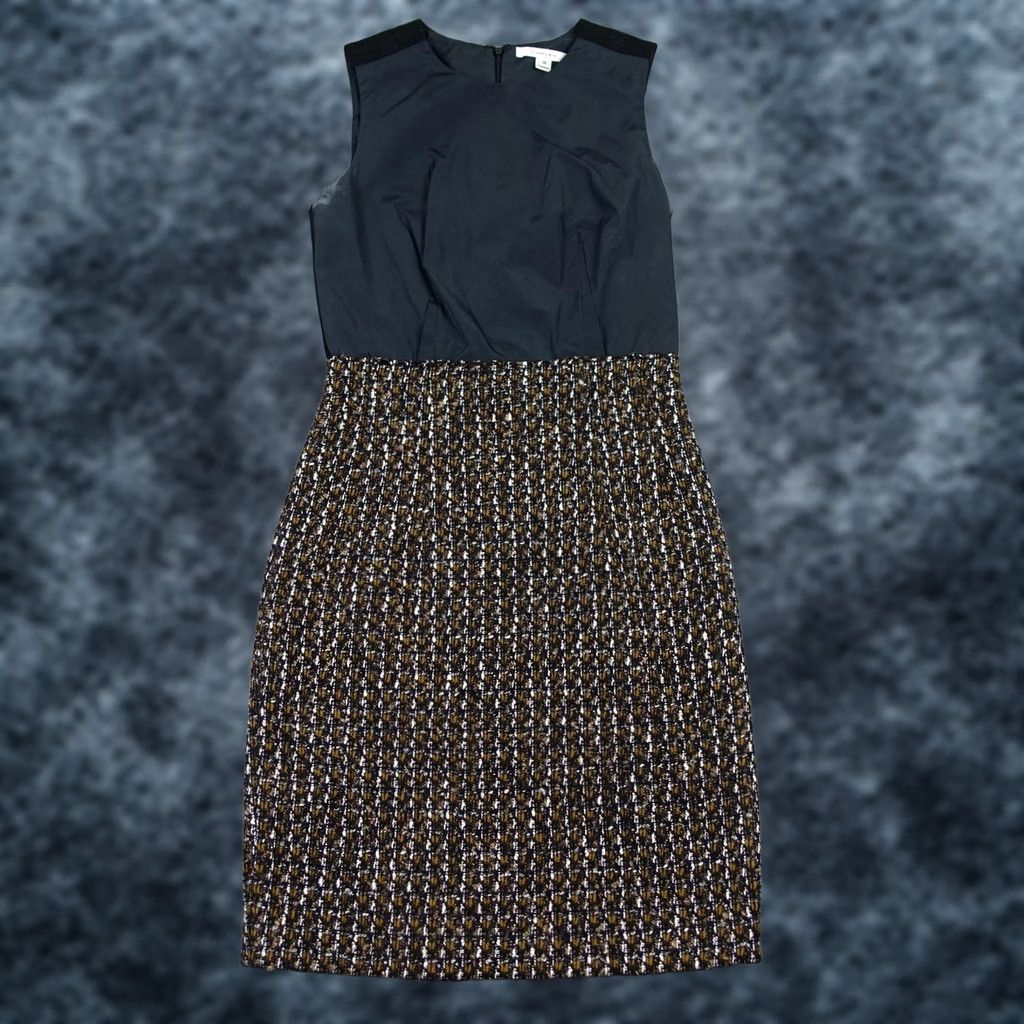Carven Carven Dress Womens 4 Black Tweed Colorblock Sheath Knee Length Wool Mohair VTG Dress Size S / US 4 / IT 40 - 1 Thumbnail