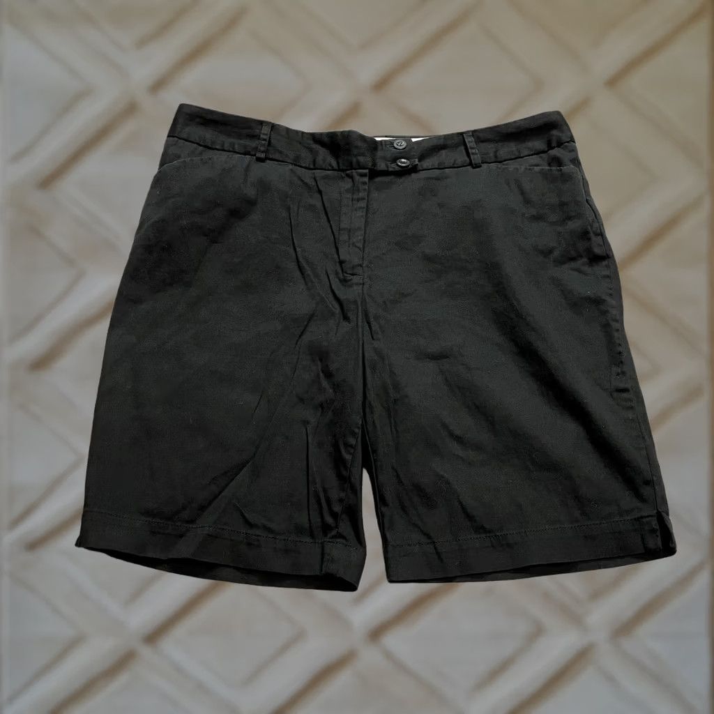 George George Chino shorts Womens 16 Black London Fit Cotton solid Bermuda Casual 9" In Size 26" / US 2 / IT 38 - 1 Thumbnail
