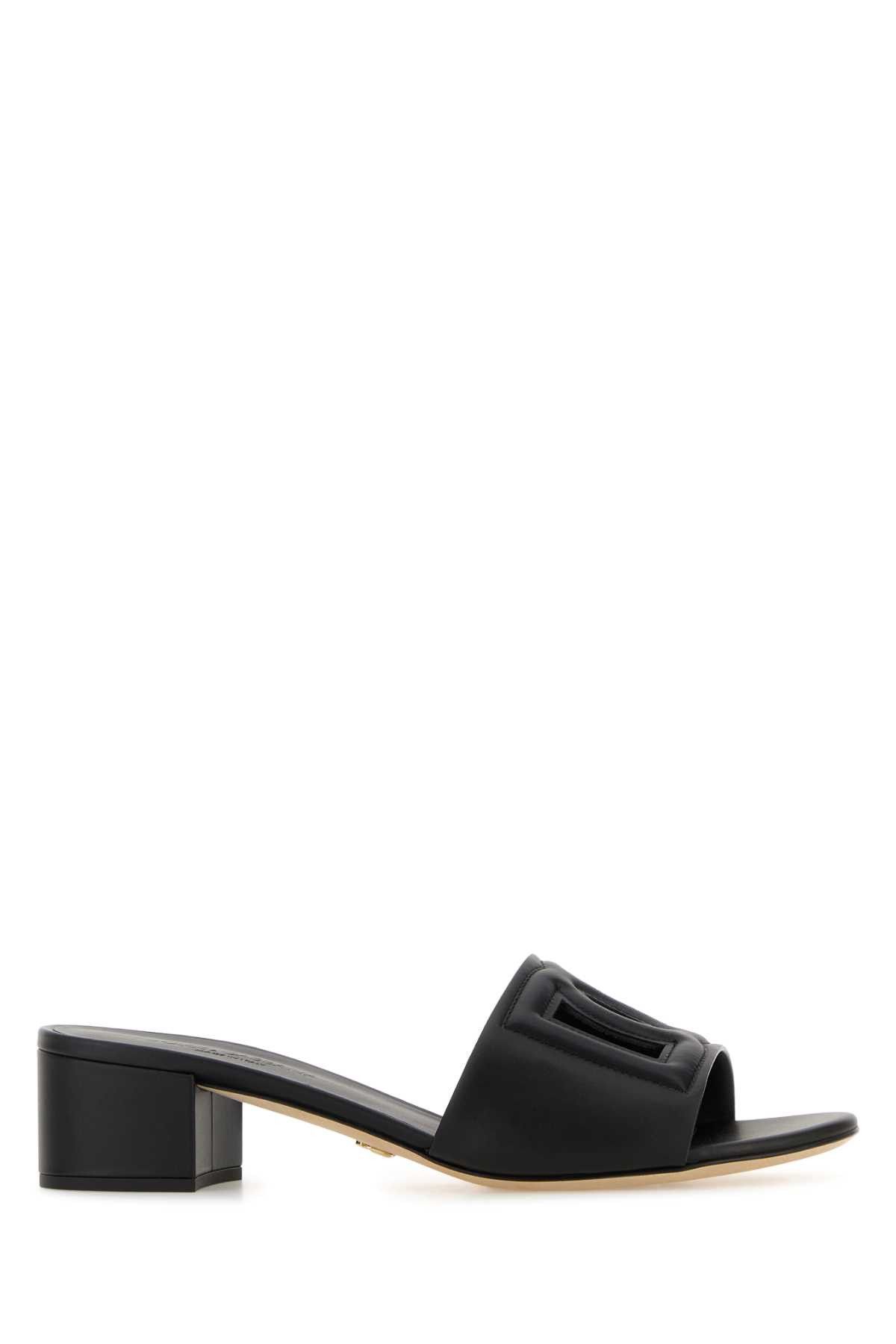 Dolce & Gabbana Black Leather Mules Size US 10 / IT 40 - 1 Thumbnail