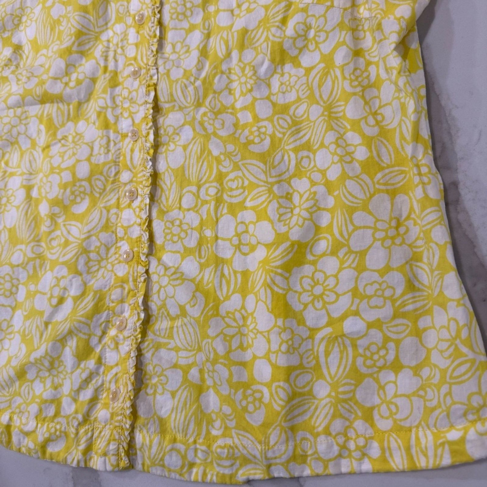 Boden Biden Floral Ruffle Trim Button Down Shirt Womens 16 Size XXL / US 16-18 / IT 52-54 - 3 Thumbnail