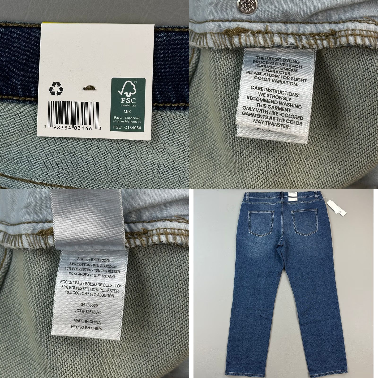 Vintage 32 Degrees Jeans Mens 40x32 Dark Wash Denim Straight Stretch NWT Velcro? Size US 40 / EU 56 - 8 Thumbnail