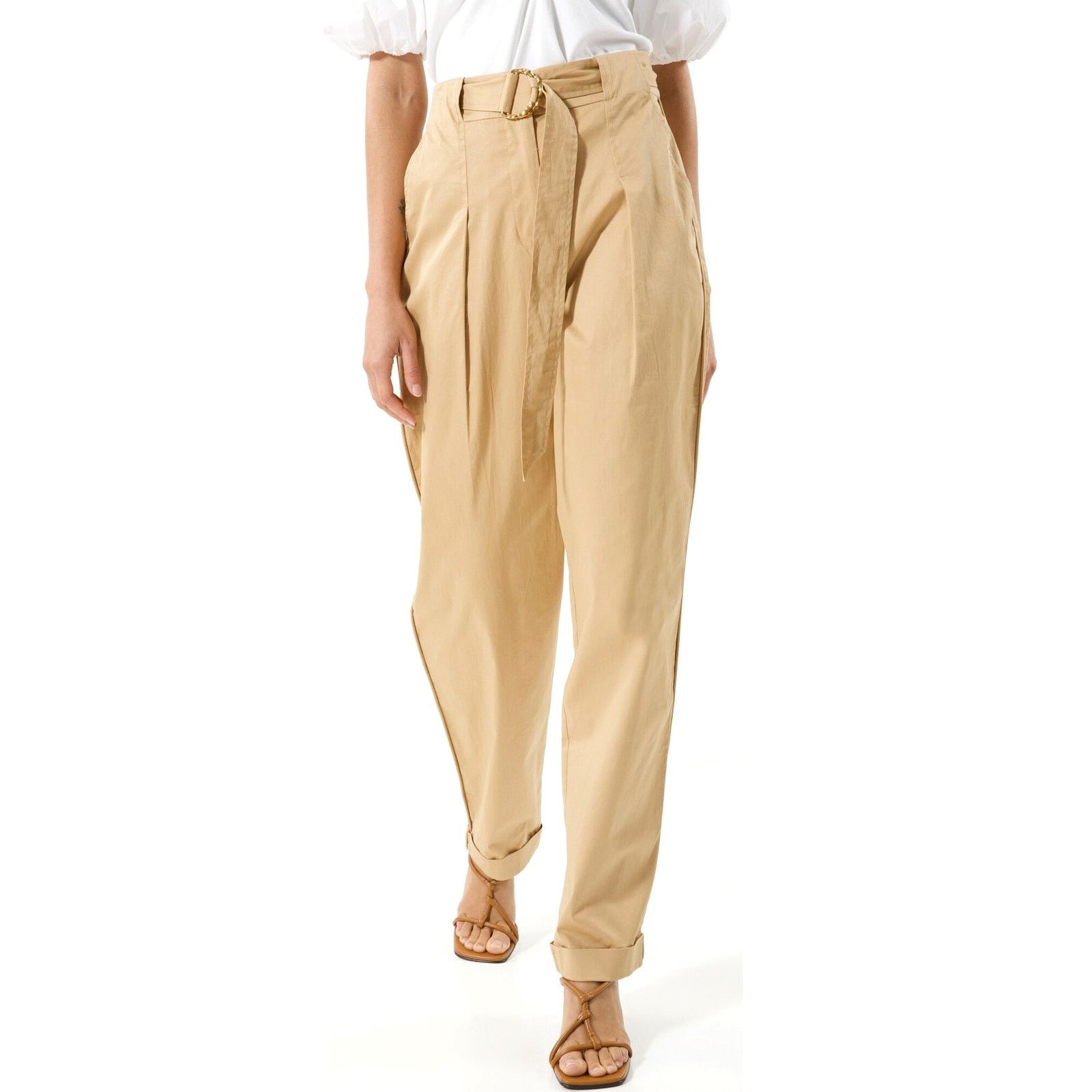 Tanya Taylor Tanya Taylor Tyler Pleated Belted Cuffed Pants Tan size 2 Size 26" / US 2 / IT 38 - 3 Thumbnail