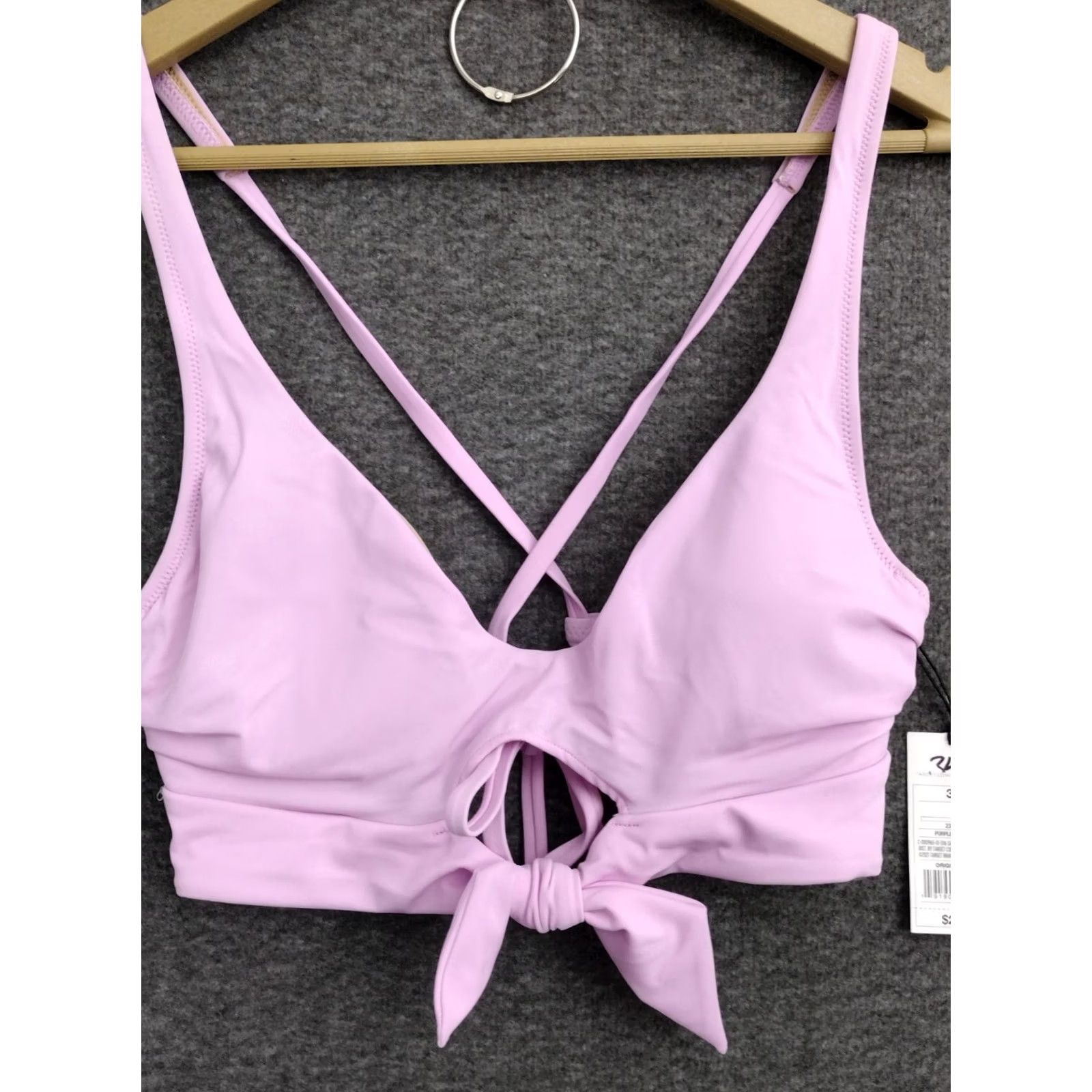 Vintage Shade & Shore Purple Front Tie Keyhole Spaghetti Bikini Top Padded 34B Womens Adult Swimsuit Top Size XXS / US 00 / IT 34 - 3 Thumbnail