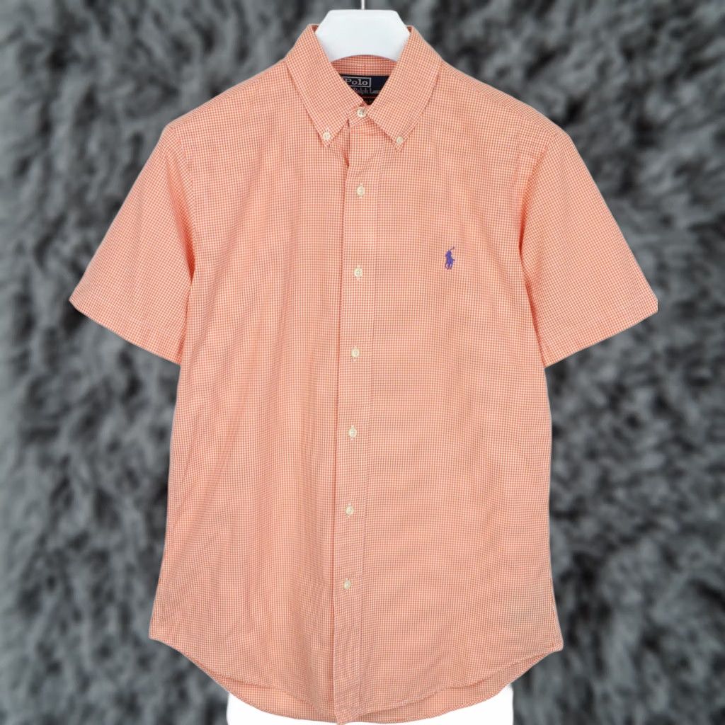 Polo Ralph Lauren POLO BY RALPH LAUREN Custom Fit Shirt Men's SMALL Button-Down Short Sleeve Orange Check"} Size US S / EU 44-46 / 1 - 1 Thumbnail