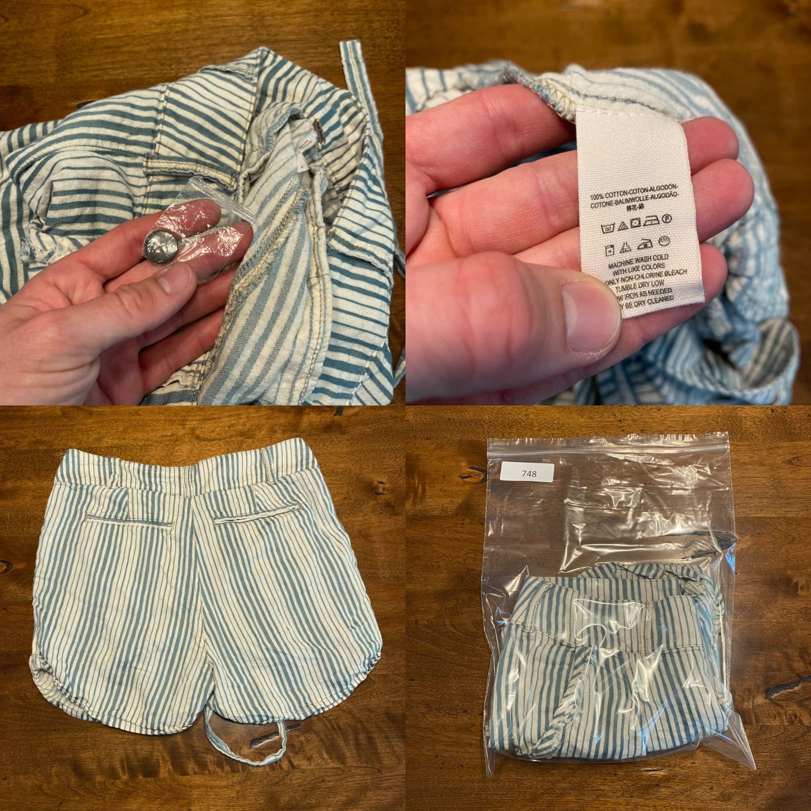 Free People Free People Shorts Womens 4 White Green Striped Button Lace Front 30" W 3" I Size 27" / US 4 / IT 40 - 8 Thumbnail