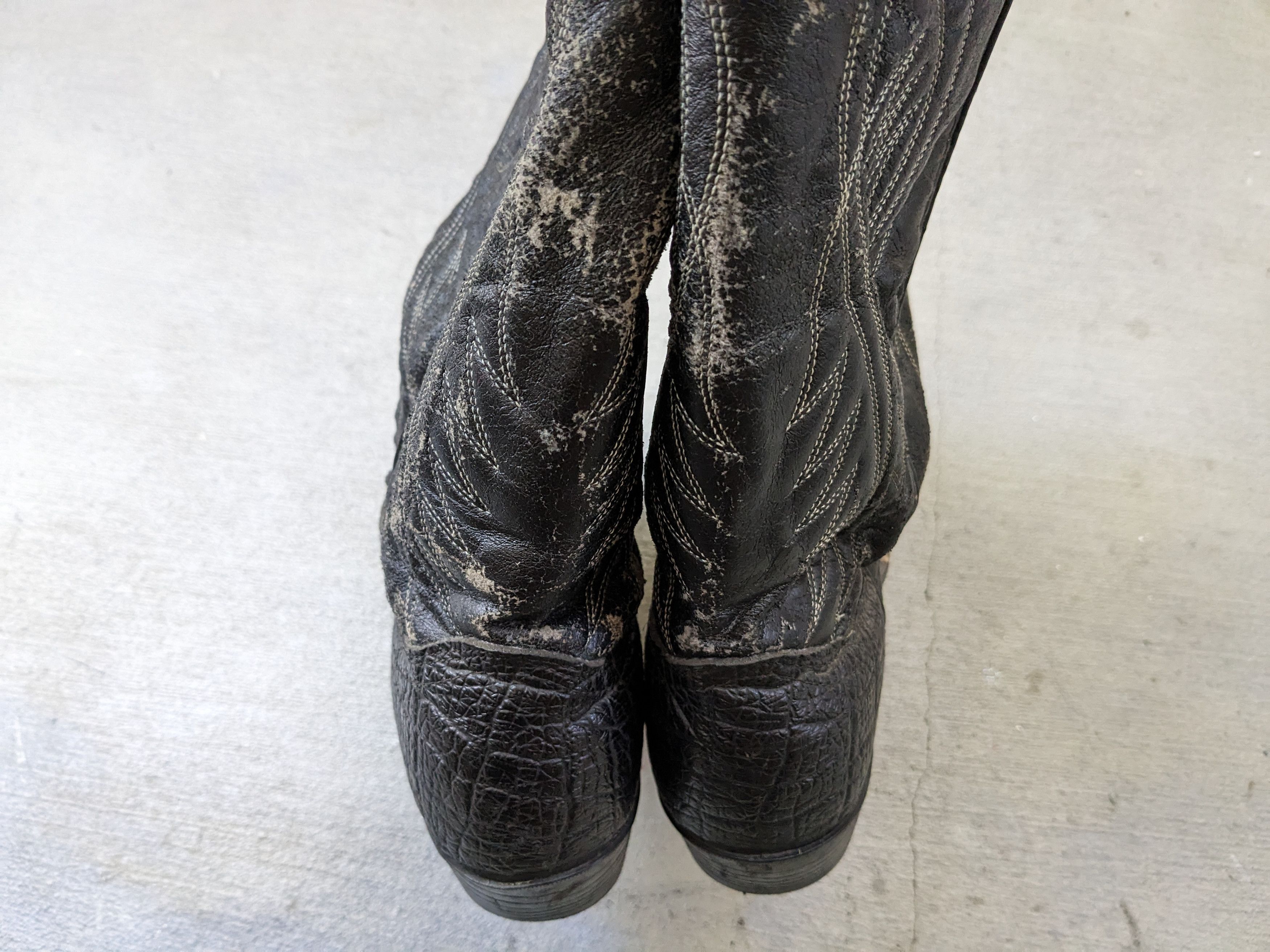 Vintage Vintage Bronco Cowboy Boots 12 Wide Black Faux Leather Vegan Size US 12 / EU 45 - 14 Thumbnail