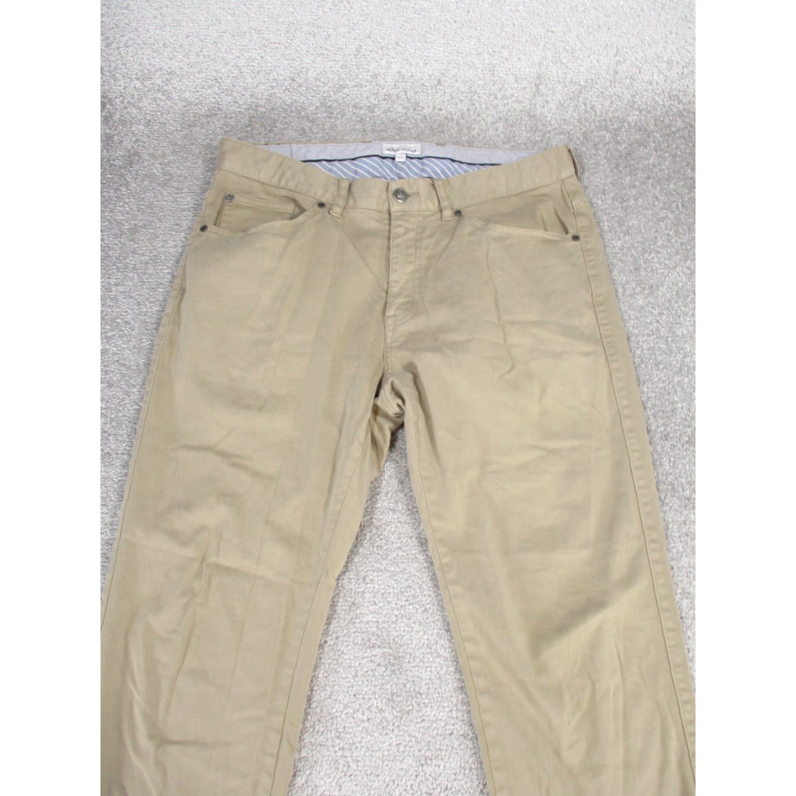 Peter Millar PETER MILLAR Pants Mens 33 Beige Cotton Blend Taper Leg Chino Flat Front Regular 28in Inseam Mens Size US 33 - 3 Thumbnail