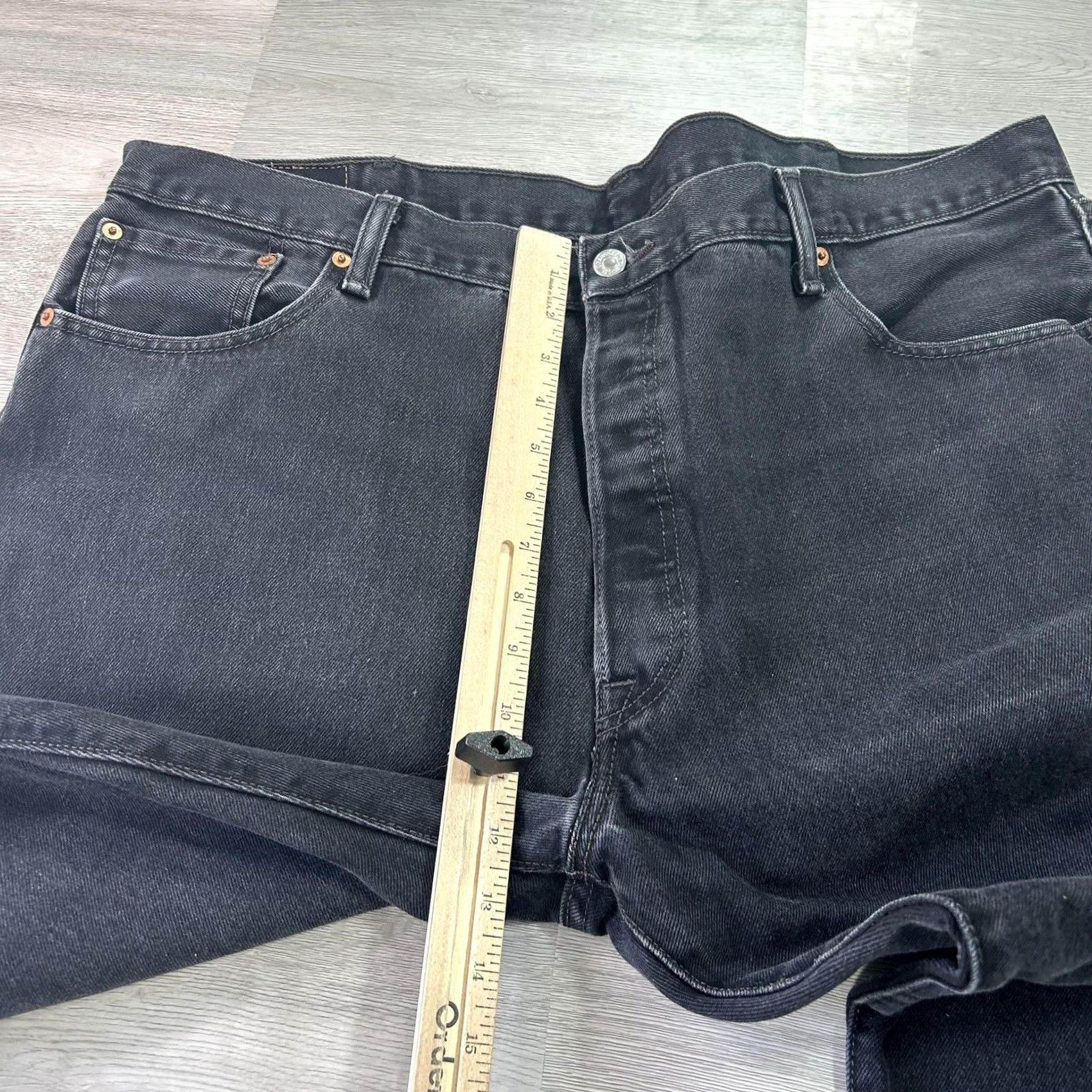 Levi's Levi's 501 Jeans Mens 42x30 Black Button Fly Straight Denim Dark Wash Pants Size US 42 / EU 58 - 7 Thumbnail