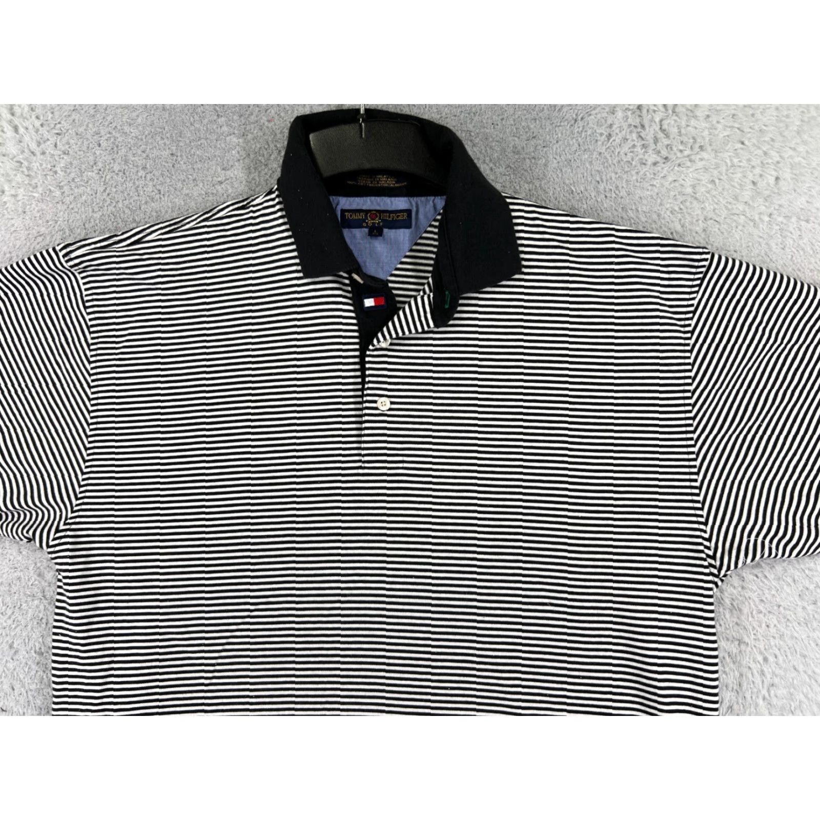 Tommy Hilfiger VINTAGE Tommy Hilfiger Polo Shirt Adult Large Black Striped 100% Cotton Activewear Golf Mens Size US L / EU 52-54 / 3 - 4 Thumbnail