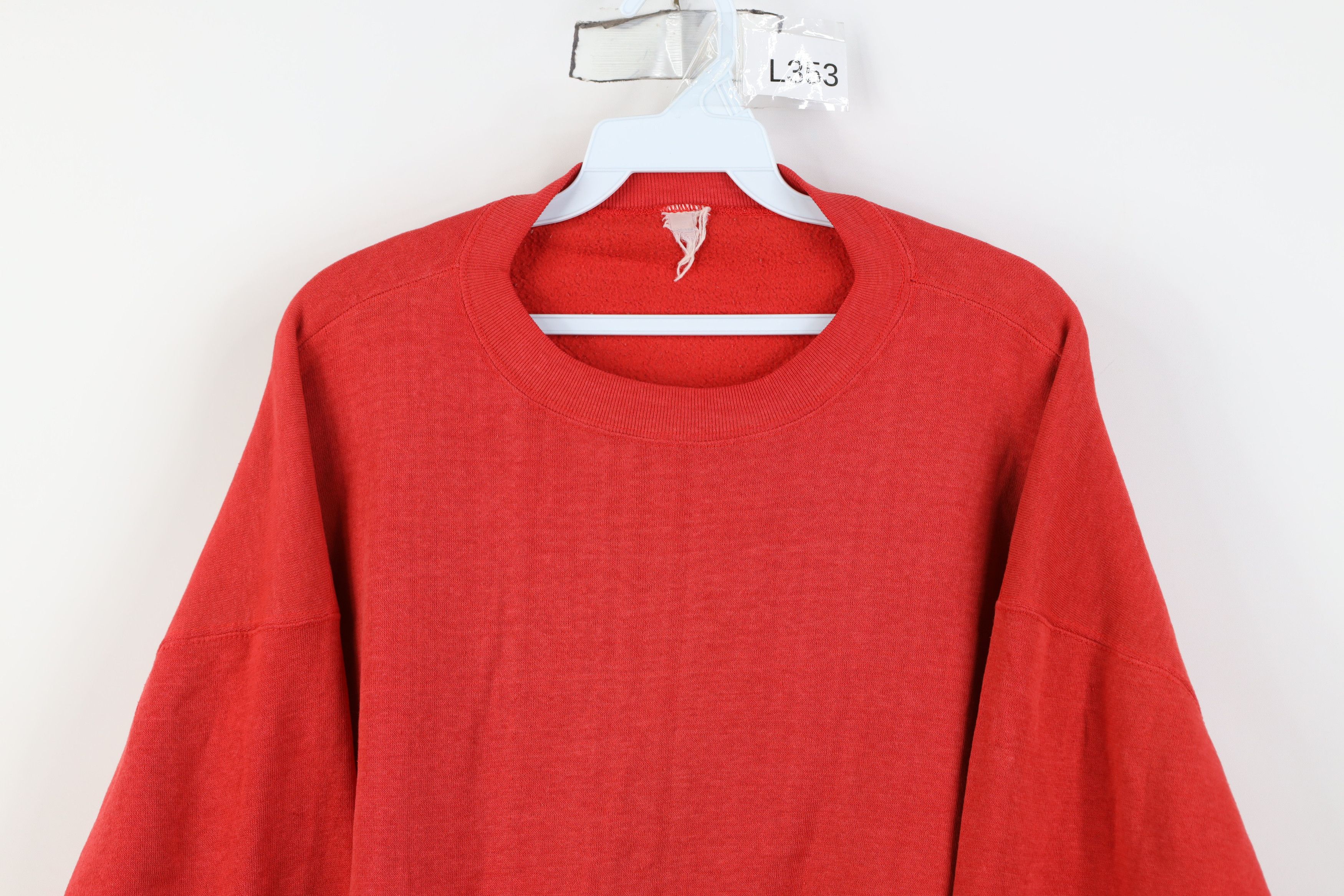 Vintage Vintage 70s Streetwear Boxy Fit Crewneck Sweatshirt Red USA Size US XL / EU 56 / 4 - 2 Thumbnail