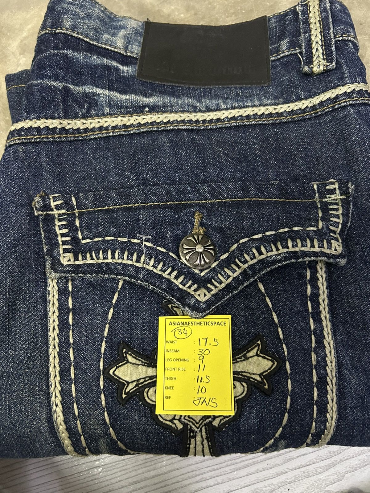 Le Grande Bleu (L.G.B.) Baggy Embroidered Jeans Be Ambition Brand Design Cross Patch Size US 34 / EU 50 - 21 Thumbnail