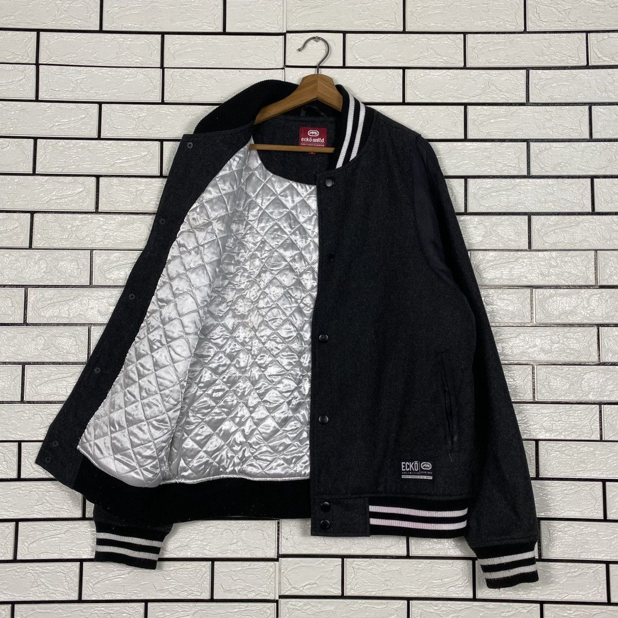 Ecko Unltd. Vintage Wool Bomber Jacket Ecko Untld Big Logo Size US L / EU 52-54 / 3 - 14 Thumbnail