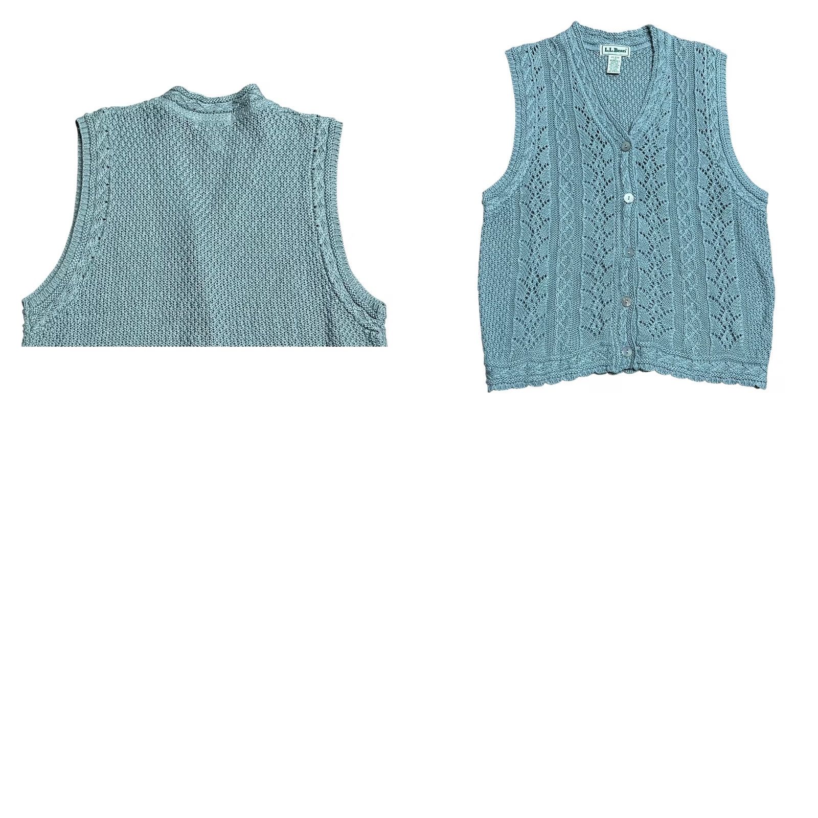 Vintage VINTAGE L.L.Bean Women's Crocheted Vest Blue Knit Bohemian Sz Large 90's Y2K Sleeveless V-Neck Regular Knit Style Size L / US 10 / IT 46 - 10 Thumbnail