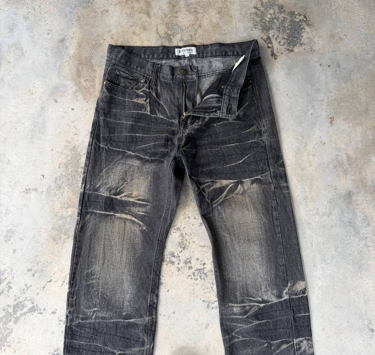 LOWBOX Archival LOWBOX Distressed Mud-Wash Denim Faded Black Grunge Size US 32 / EU 48 - 10 Thumbnail