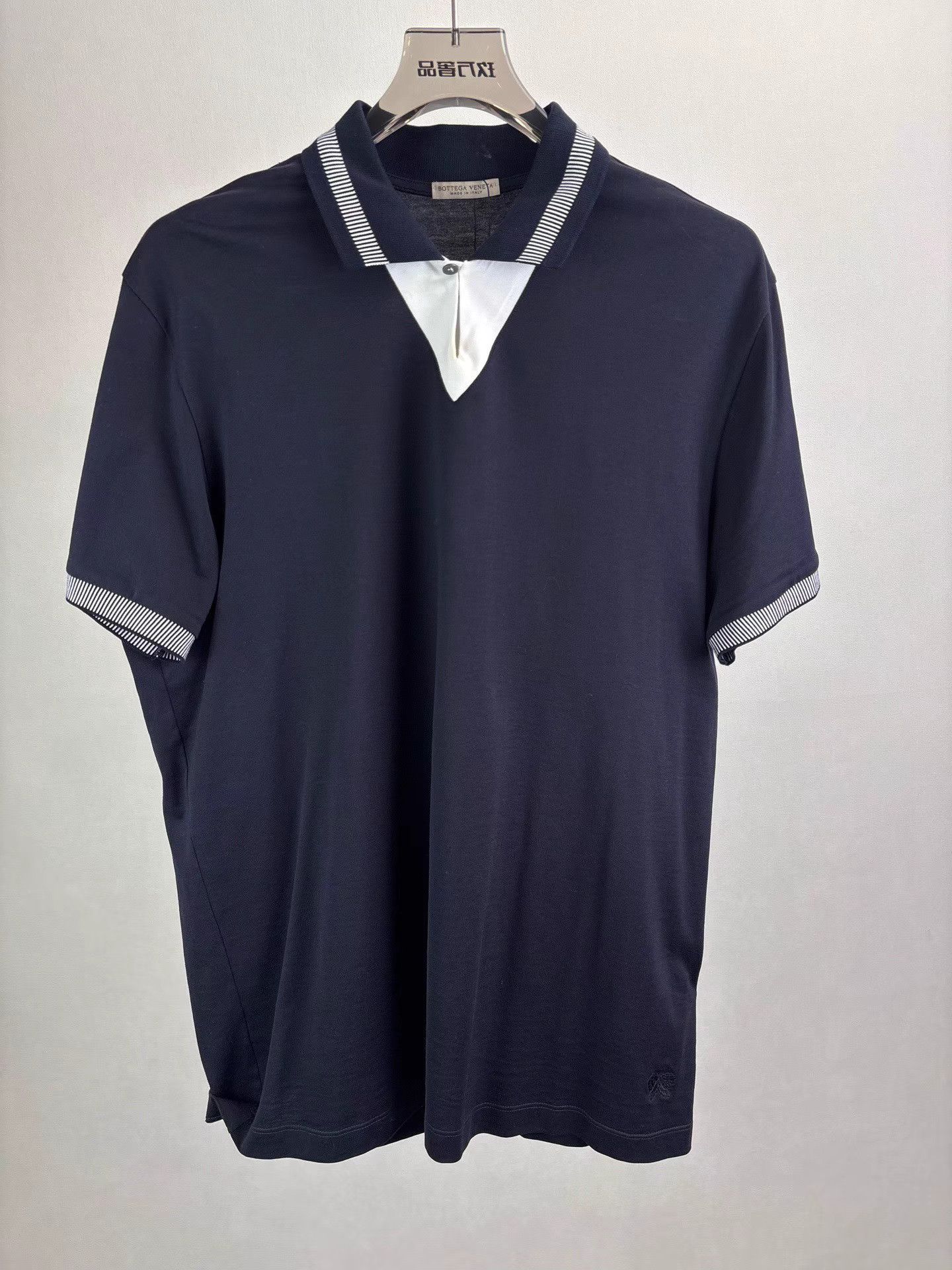 Bottega Veneta Bottega Veneta Navy Spliced Polo Short Sleeve K1 Size US L / EU 52-54 / 3 - 1 Thumbnail
