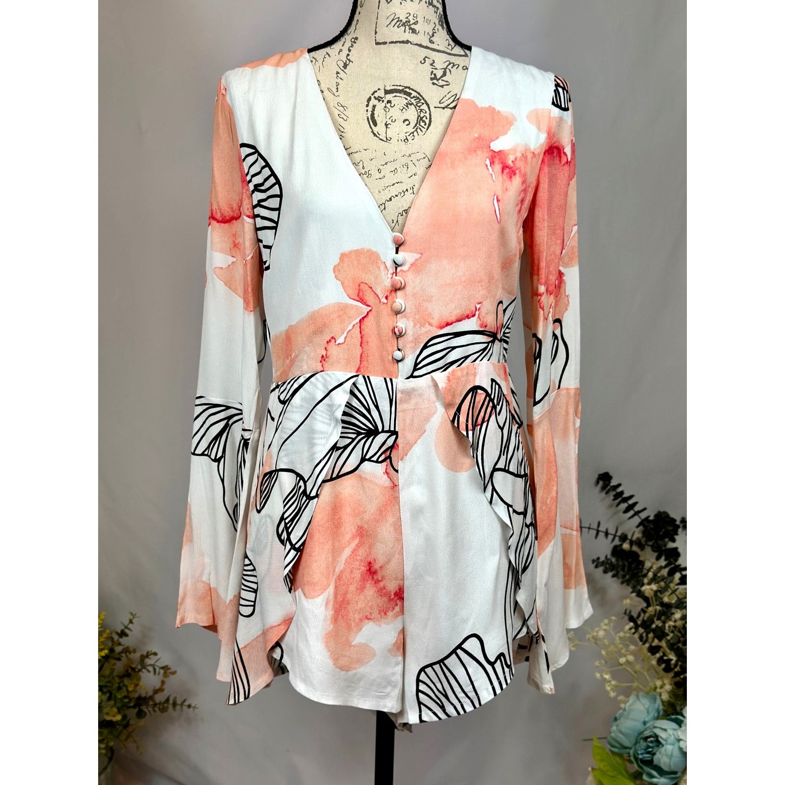ELLIATT Elliatt Floral Pink and White Romper S Size 26" / US 2 / IT 38 - 3 Thumbnail
