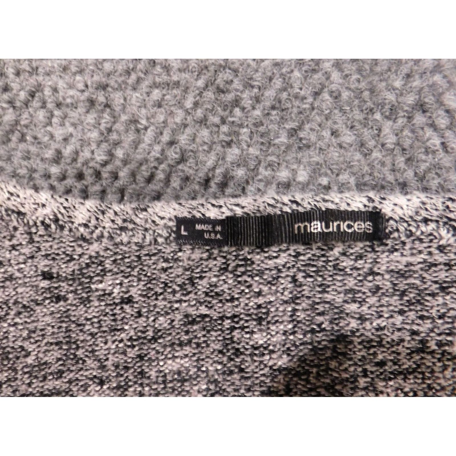 Vintage Maurices Womens Sweater Large Gray Pullover Crew Neck Long Sleeve Bow Button Knit Cotton Polyester Raglan Stretch Geometric Vintage No Size L / US 10 / IT 46 - 4 Thumbnail