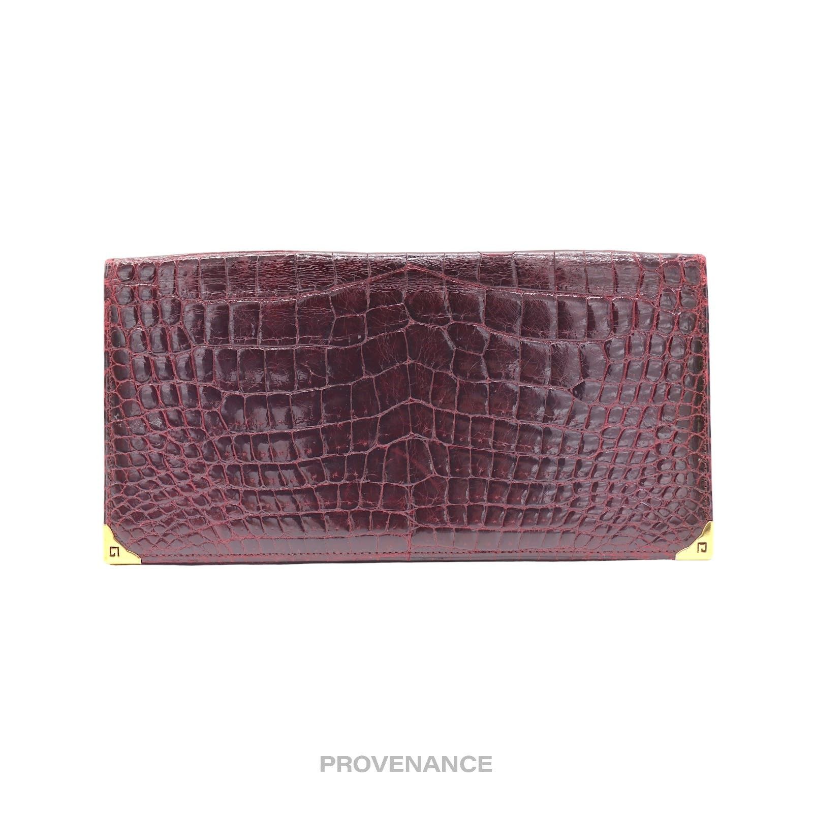 image of Givenchy Long Wallet - Burgundy Crocodile Leather in Brown, Men's