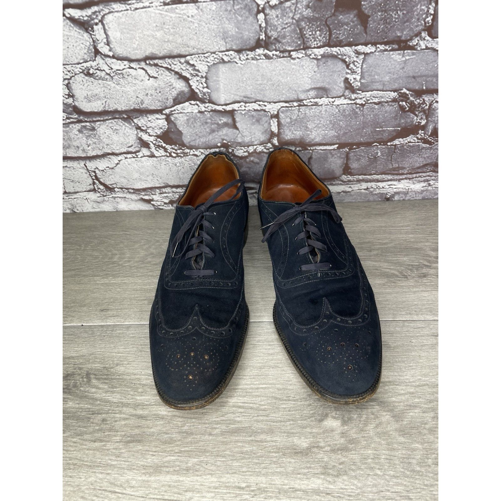 Saks Fifth Avenue Saks Fifth Ave Blue Suede Leather Wingtip Oxfords Lace Up Sh Size US 8 / EU 41 - 10 Thumbnail