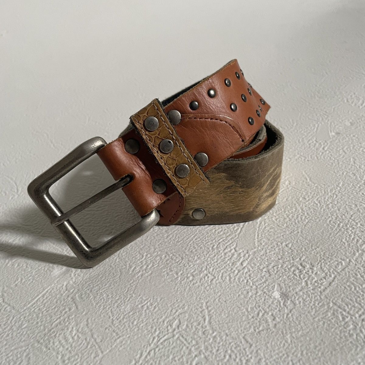 If Six Was Nine Y2k snake skin fur studded leather belts kapital style Size ONE SIZE - 1 Thumbnail