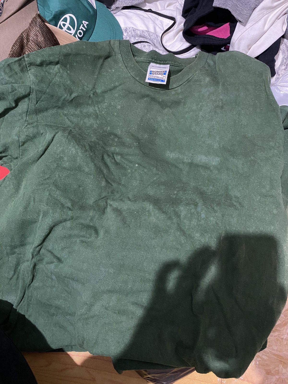 Image of Band Tees x Screen Stars Vintage Screen Stars Faded Blank Tee 90's Single Stitch in Green (Size XL)