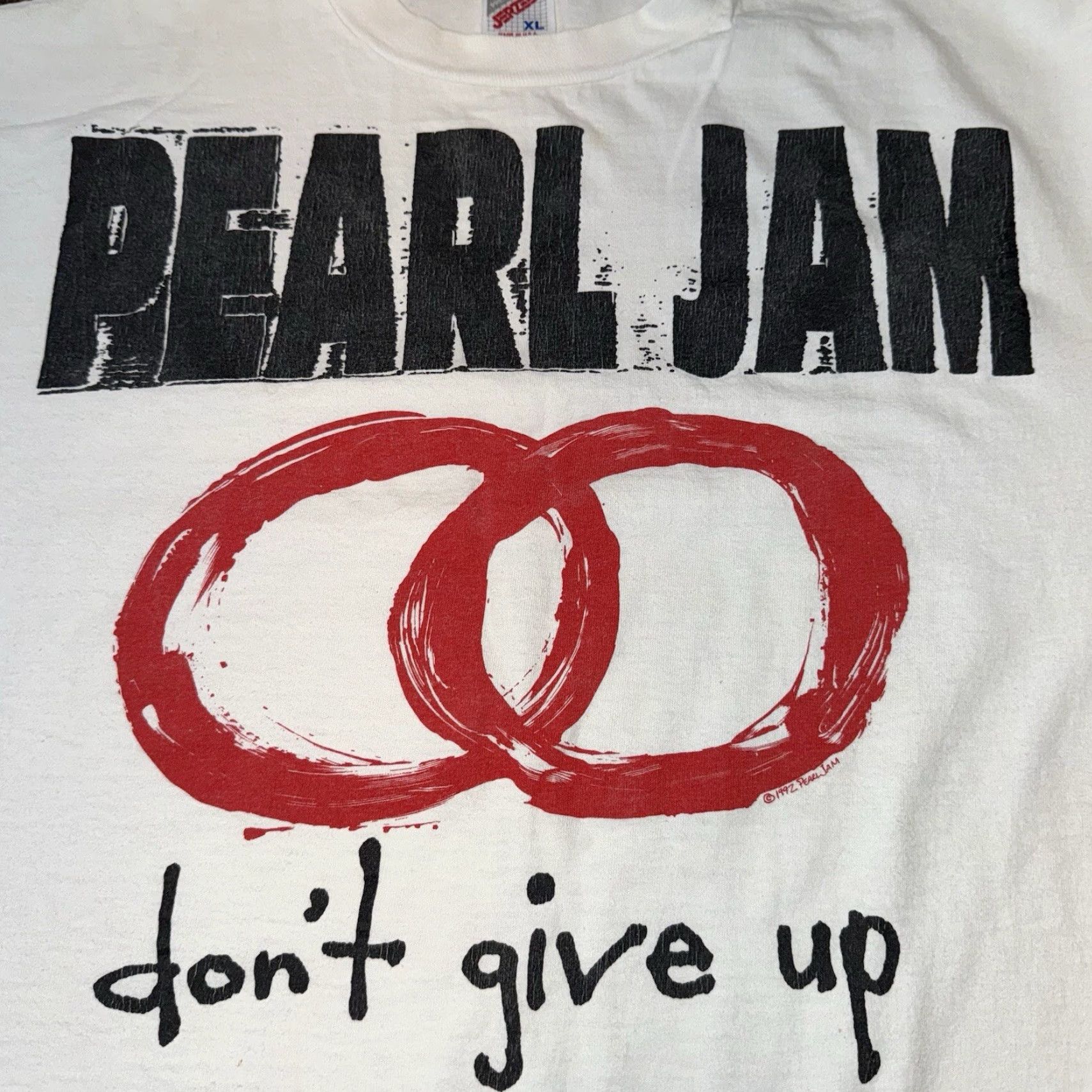 Jerzees VINTAGE Pearl Jam Don't Give Up 1992 European Tour Graphic Tee Shirt Men XL White Size US XL / EU 56 / 4 - 2 Thumbnail