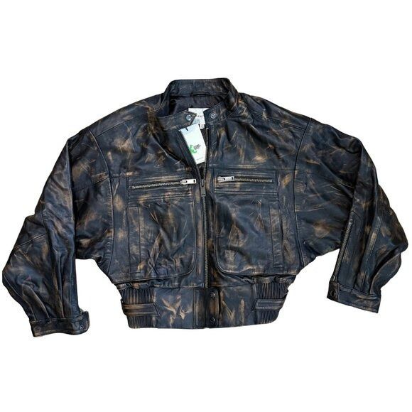 Gestuz GESTUZ Lineragz Lamb Leather Jacket Black Brown $1469 N Size XS / US 0-2 / IT 36-38 - 2 Thumbnail