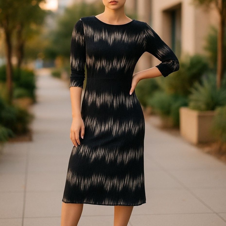 Other Studio One Black Dress Size 8 Midi Style with 3/4 Sleeves Size M / US 6-8 / IT 42-44 - 10 Thumbnail