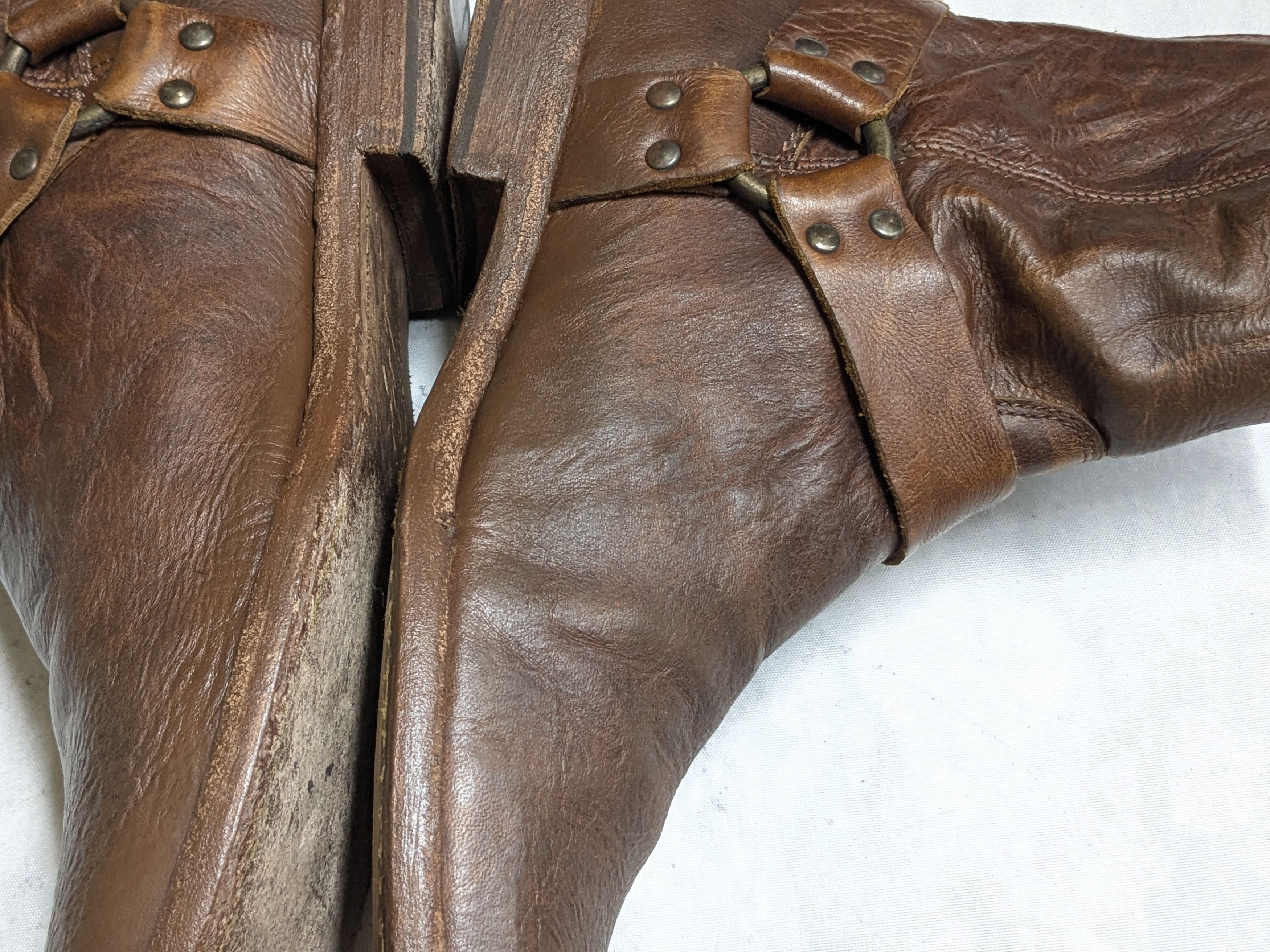 Frye Frye Harness Boots Brown 9 D Leather Back Zip Size US 9 / EU 42 - 13 Thumbnail