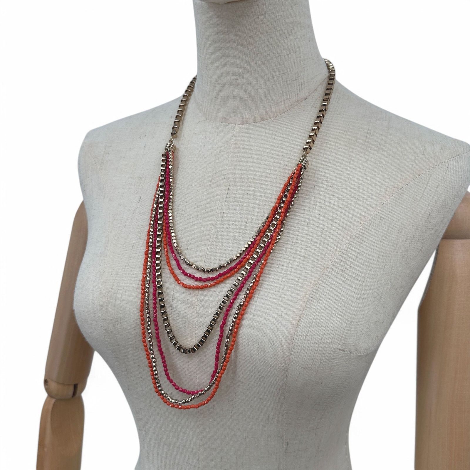 Vera Bradley Vera Bradley Necklace Multi Strand Pink Orange Gold Tone Size ONE SIZE - 6 Thumbnail