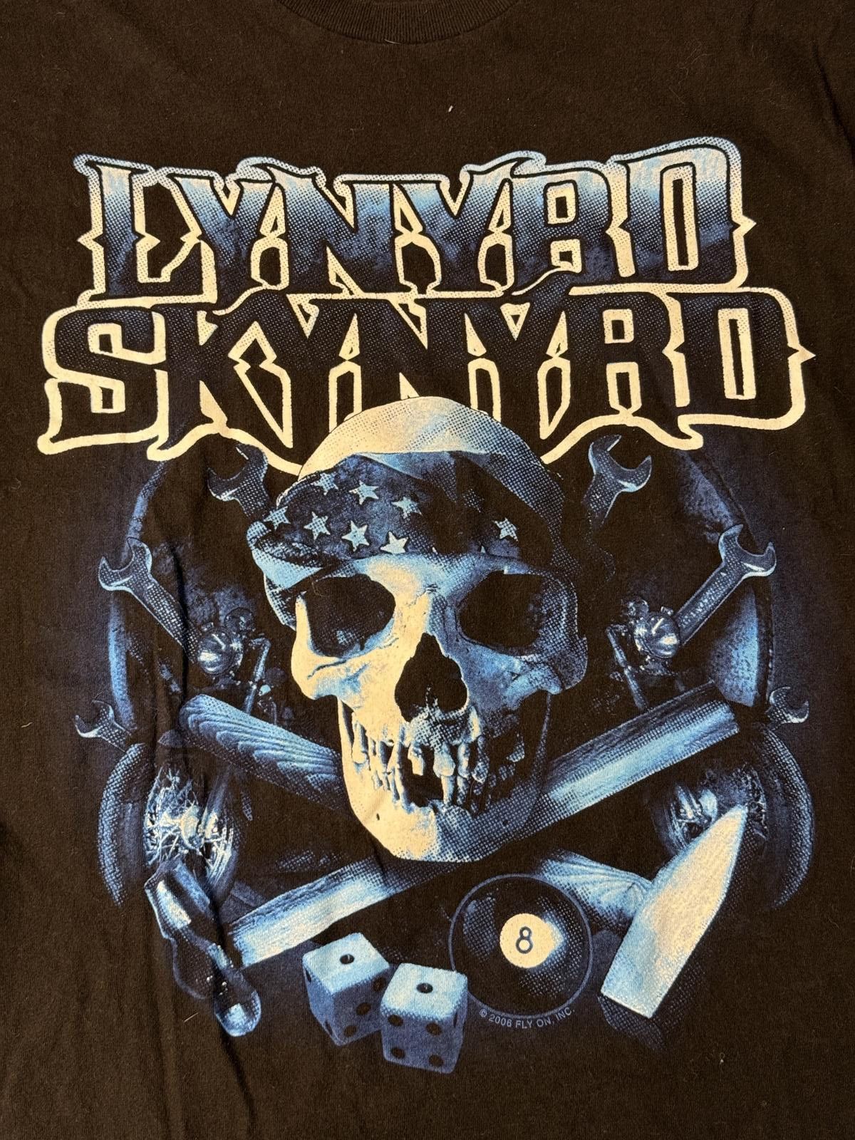 Other Y2K Lynyrd Skynyrd T-shirt Blue Skull 8 Ball Dice Winterland Size US L / EU 52-54 / 3 - 3 Thumbnail