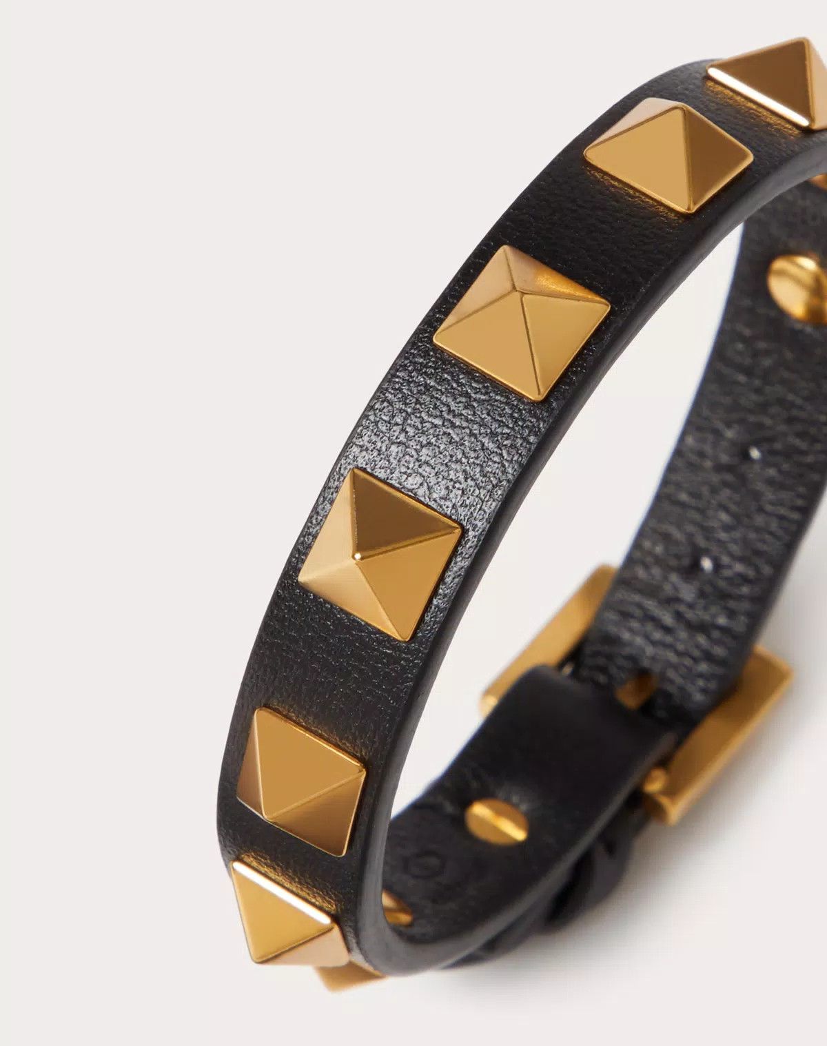 Valentino oc11z0725 Size:OS/ Bracelet in Leather And Metal in Black Size ONE SIZE - 2 Thumbnail