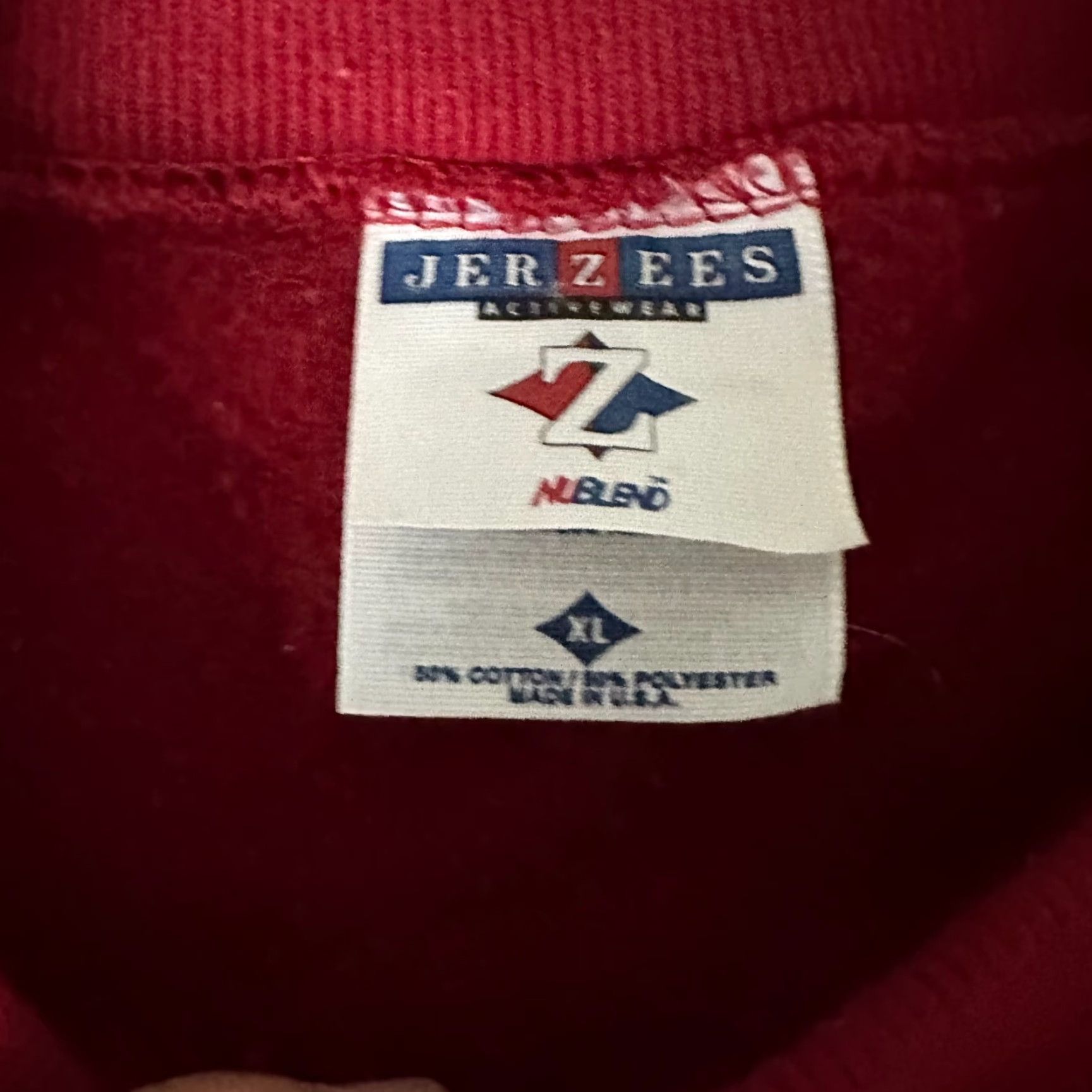 Jerzees VINTAGE Jerzees Sweatshirt Mens XL Red Crew Neck Cotton Polyester Fleece Pullover 90s Sweatshirt Made in USA Size US XL / EU 56 / 4 - 4 Thumbnail