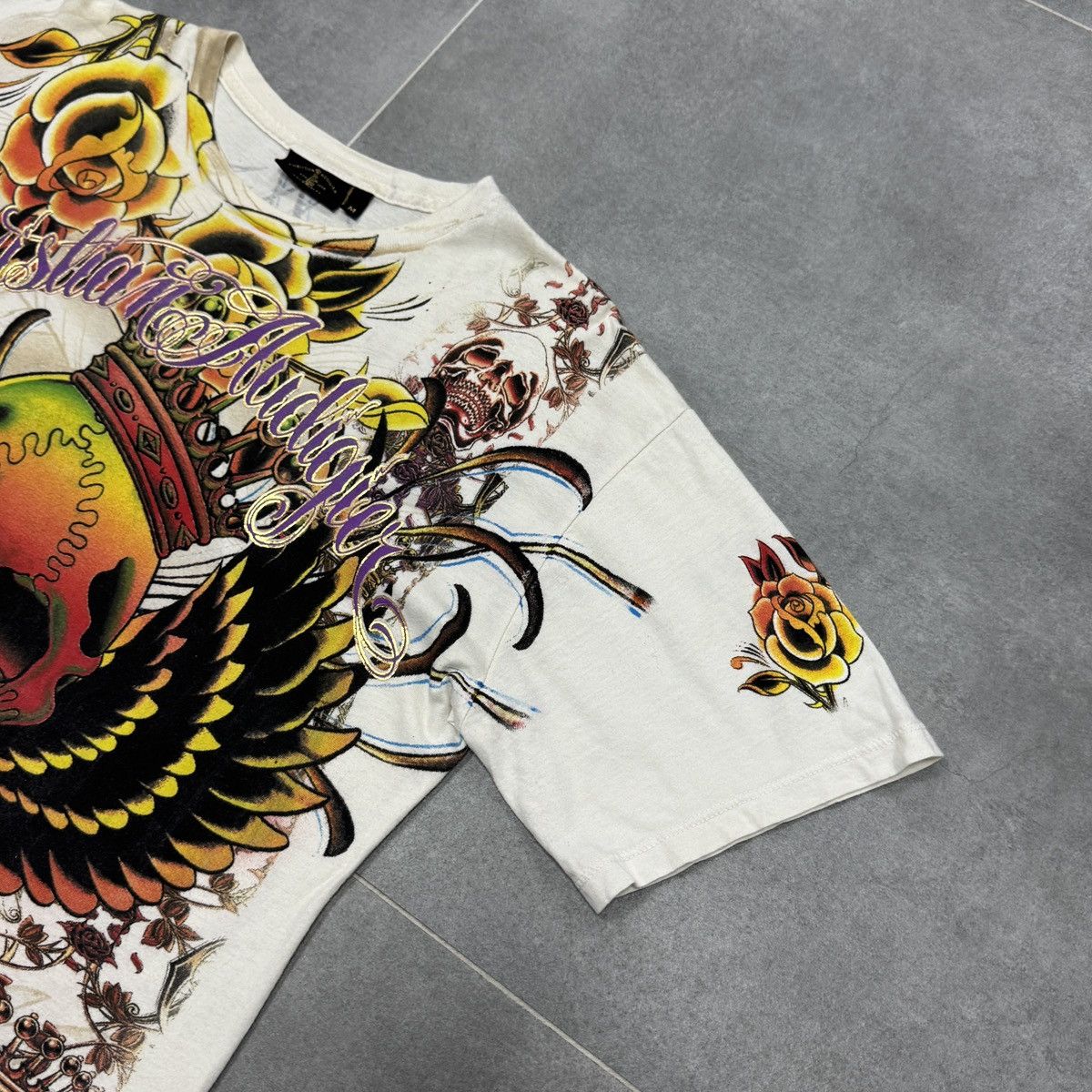 Christian Audigier × Ed Hardy Christian Audigier Tattoo Skulls Roses Y2K Hip Hop T-Shirt Size US M / EU 48-50 / 2 - 7 Thumbnail