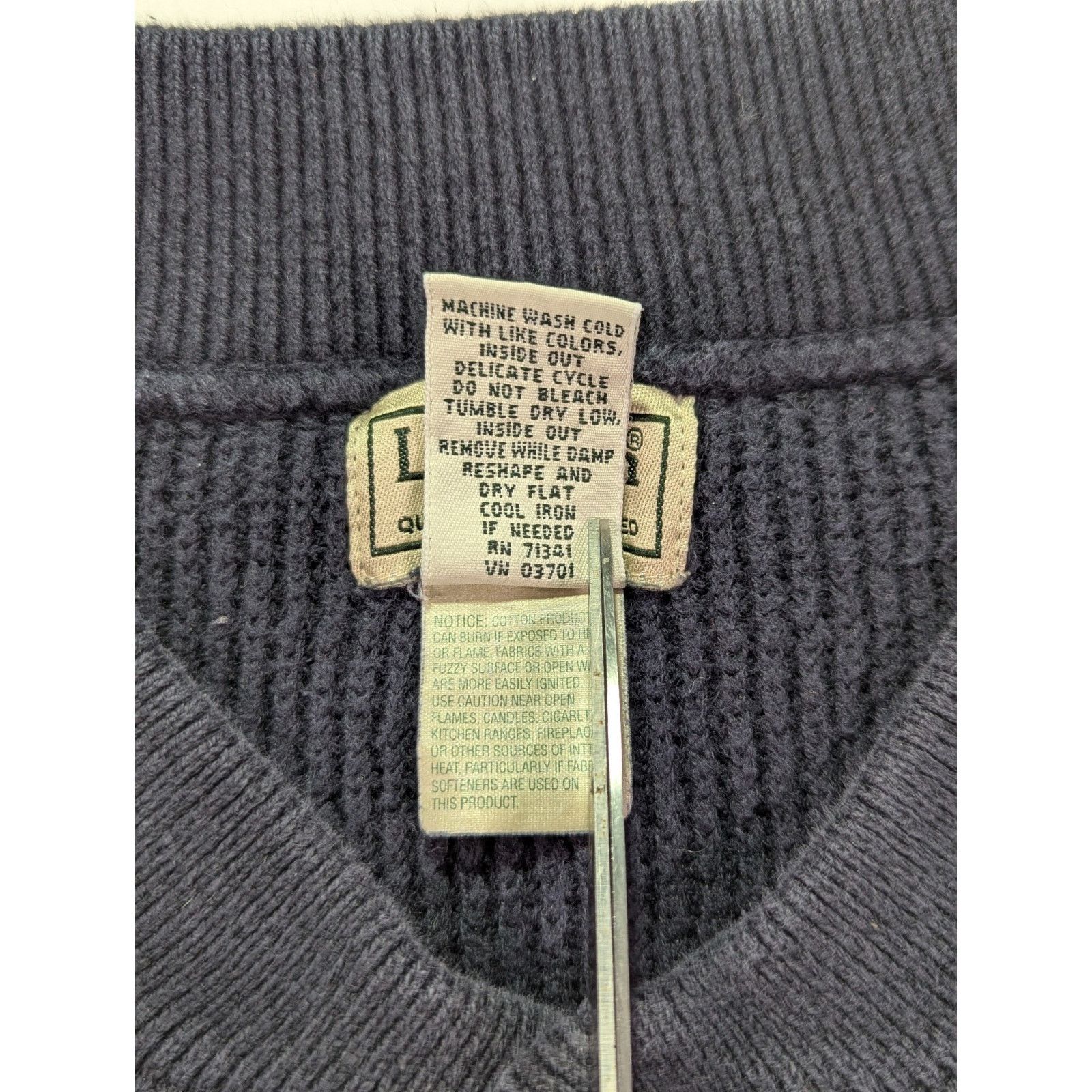 L.L. Bean Mens Large-Reg Navy Fisherman Sweater Pullover Knit Henley Size US L / EU 52-54 / 3 - 6 Thumbnail