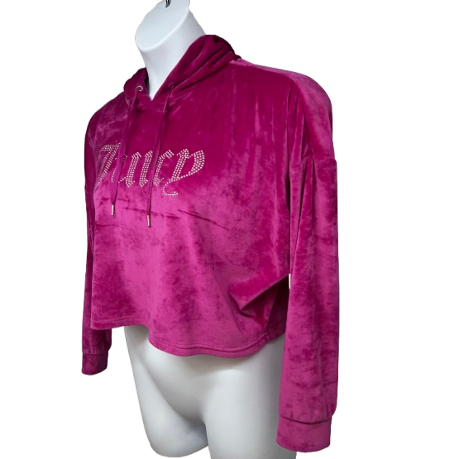 Juicy Couture Juicy Couture Vintage Y2K Pink Velour Pullover Crop Hoodie L Size L / US 10 / IT 46 - 3 Thumbnail