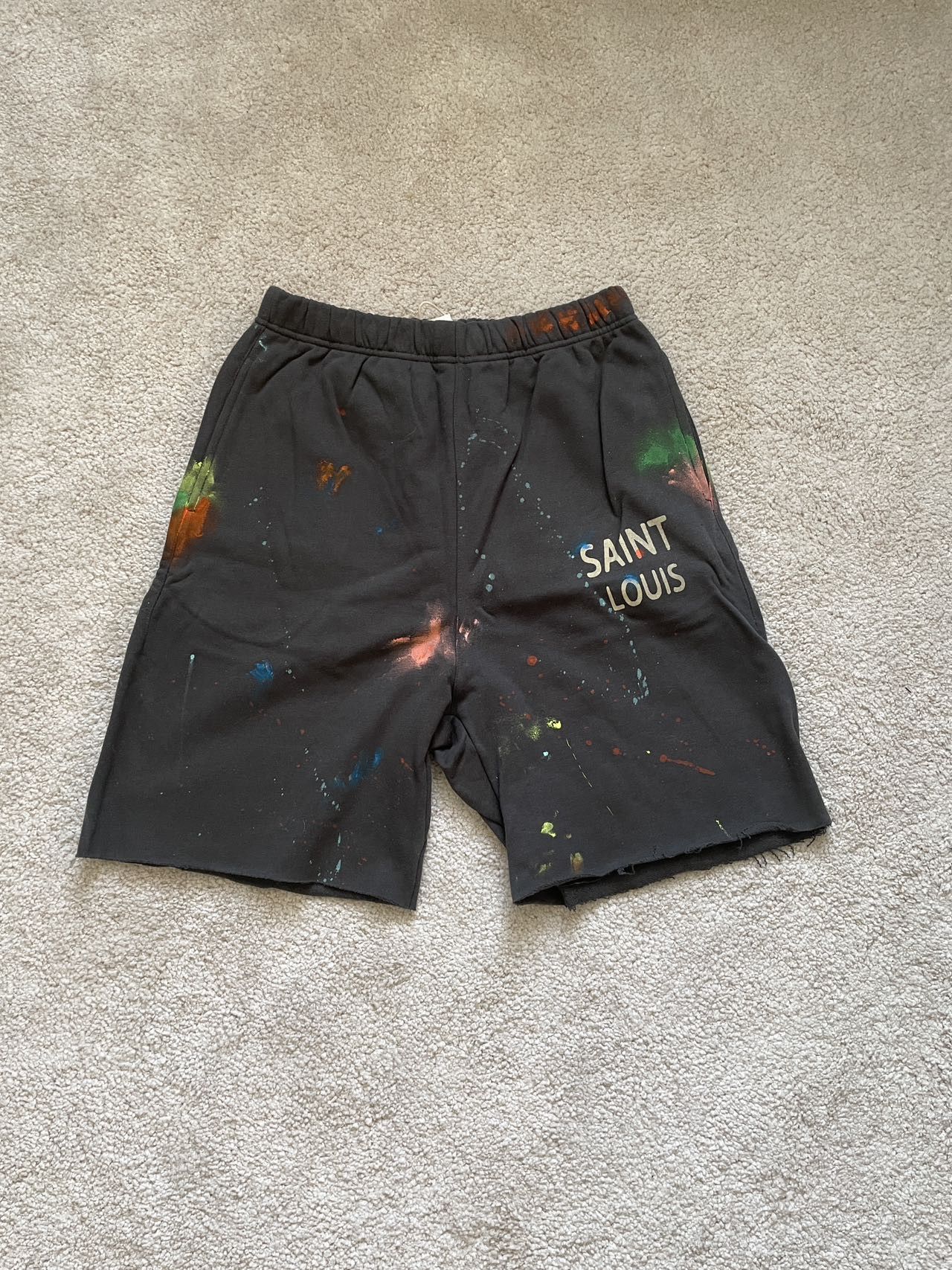 image of Sssaint Louis Print Shorts in Black, Men's (Size 32)