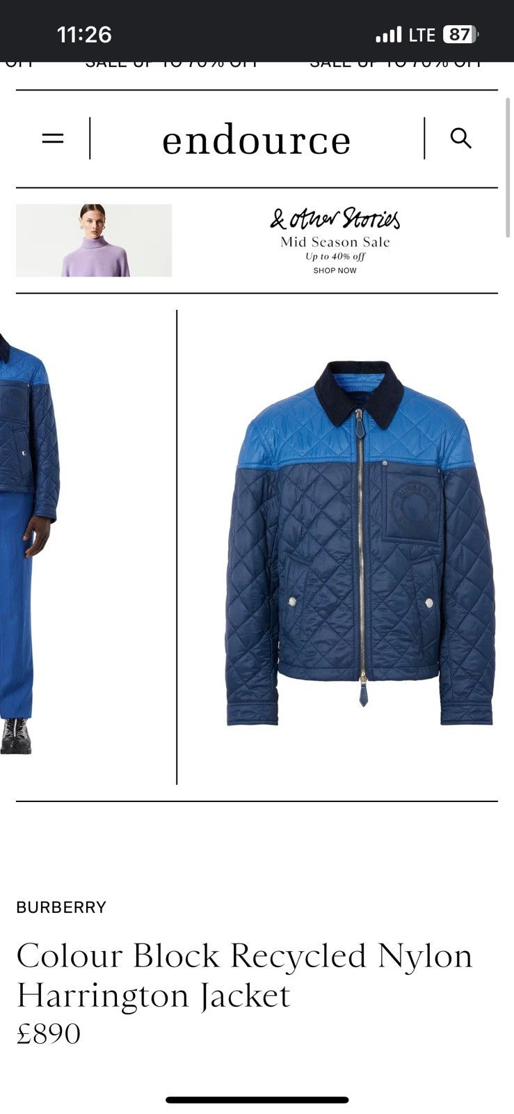 Burberry Burberry Quilted Jacket Two Tones Block Recycled Nylon Blue Size US M / EU 48-50 / 2 - 5 Thumbnail