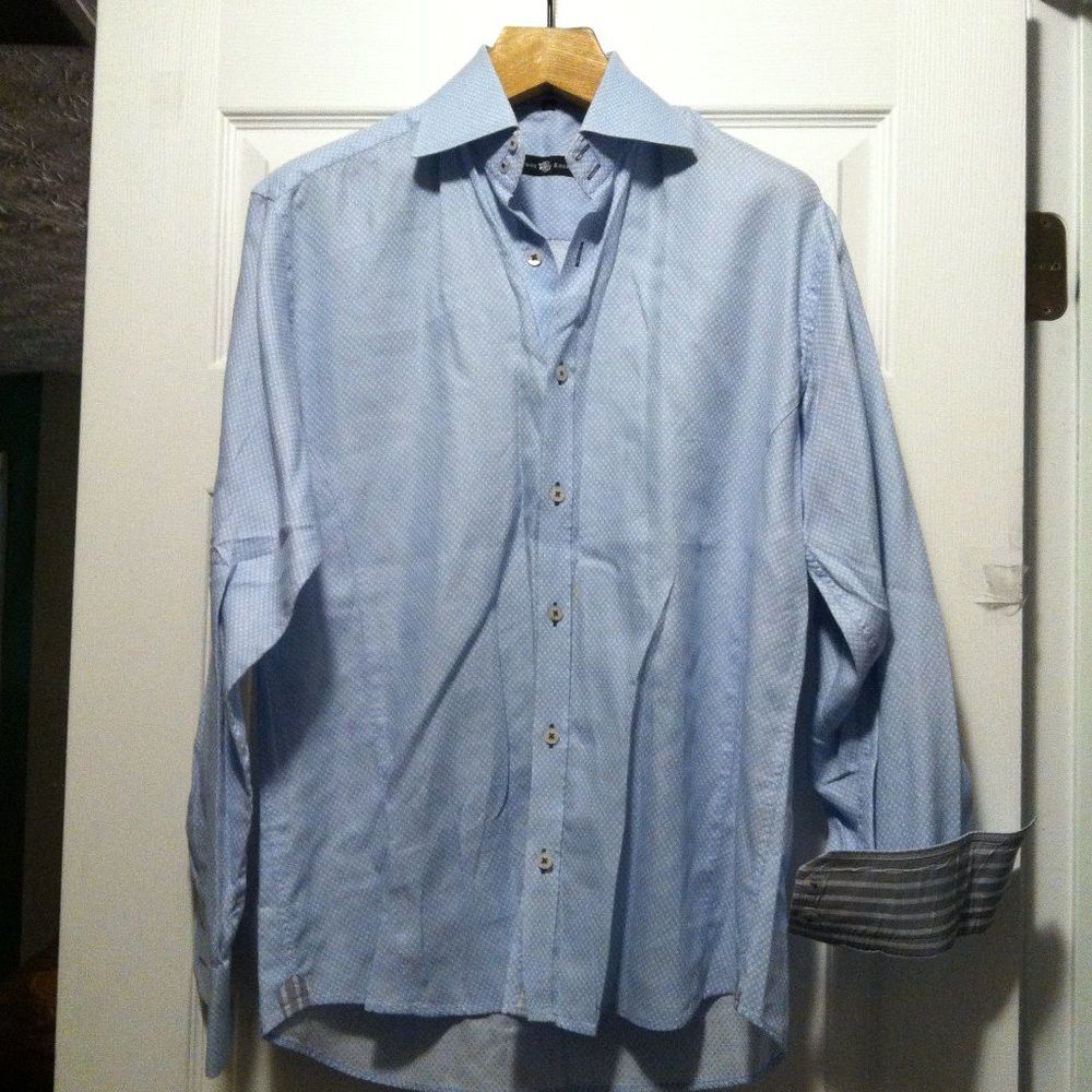 Stone Rose STONE ROSE MEN'S BLUE 100%COTTON CASUAL SHIRT SIZE: 3(M) Size US M / EU 48-50 / 2 - 2 Thumbnail