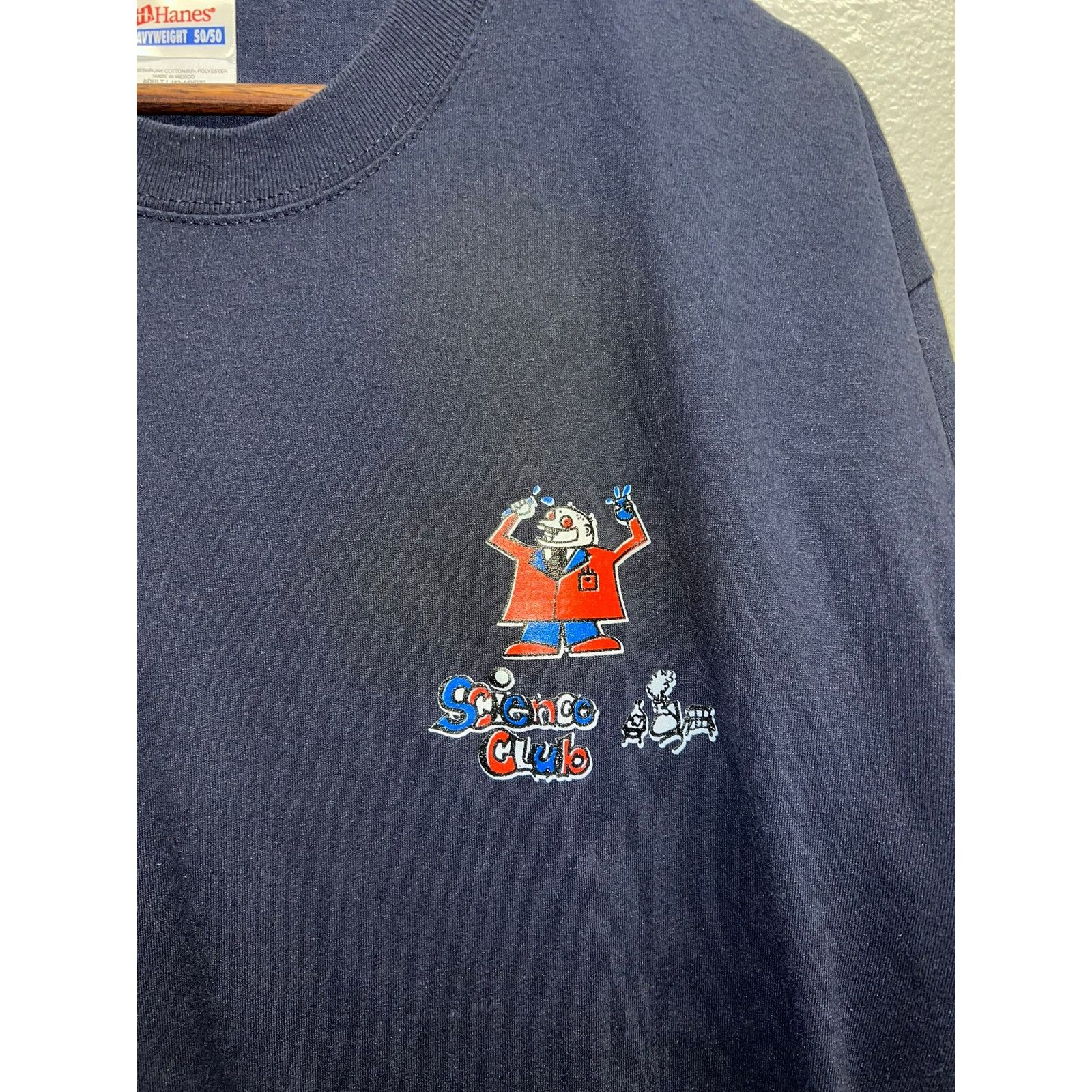 Hanes Vintage Science Shirt FFCHS Science Club Blue Tee Large Size US L / EU 52-54 / 3 - 3 Thumbnail