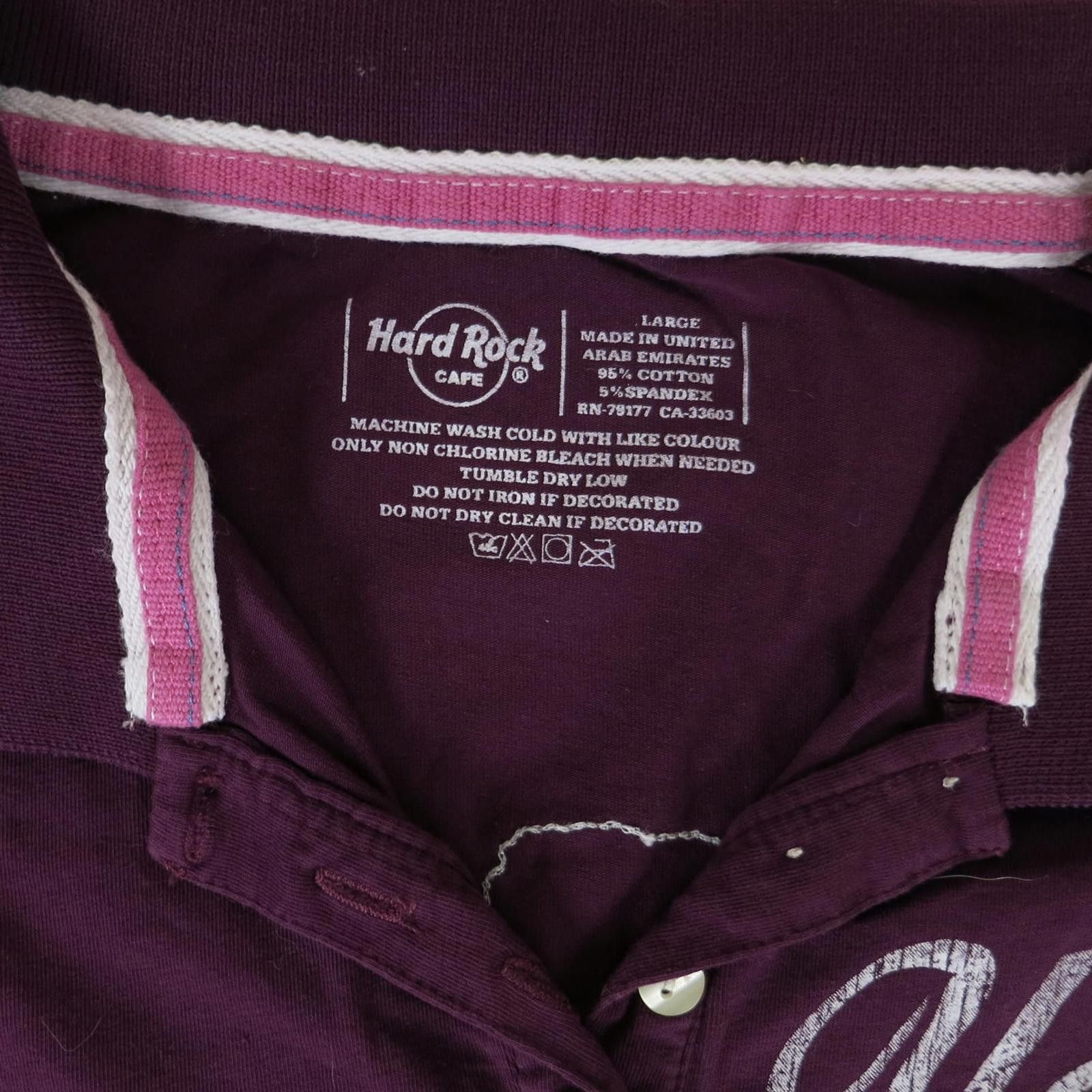 Hard Rock Cafe Women's Large Hard Rock Cafe Florence Burgundy Purple Polo Size L / US 10 / IT 46 - 3 Thumbnail