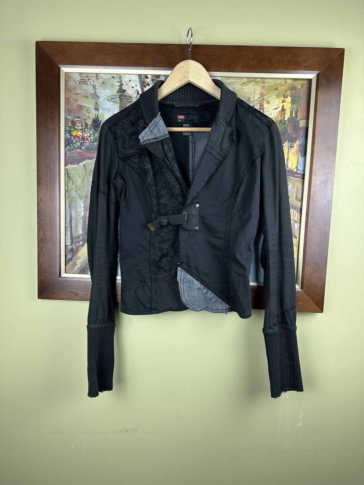 Diesel × Vintage Vintage 2000s Diesel y2k patchwork blazer geometry jacket Size S / US 4 / IT 40 - 1 Thumbnail