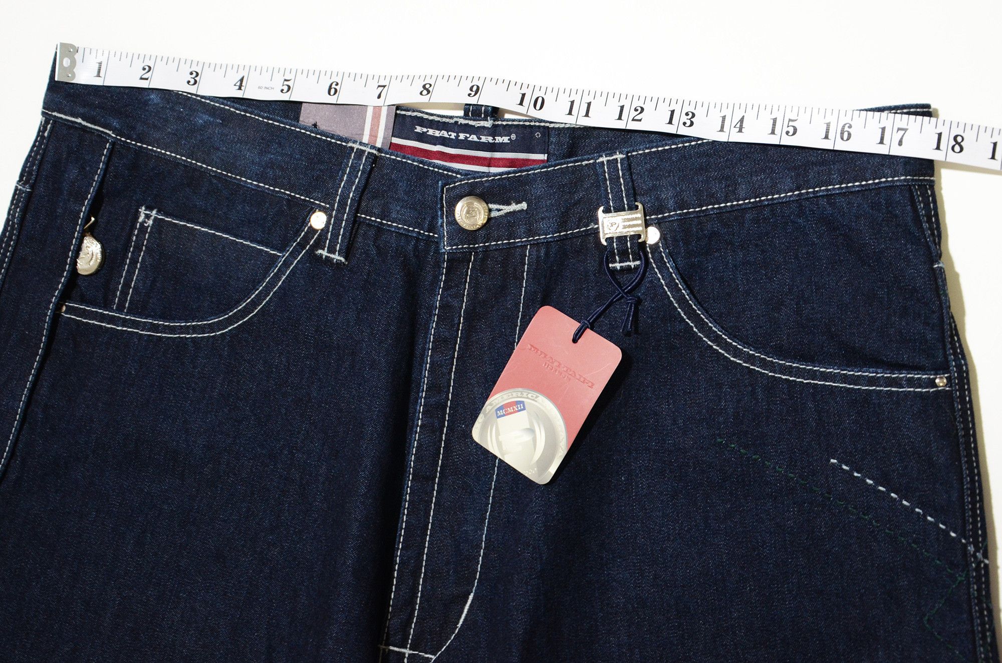 Phat Farm PF Shorts Raw Dark Denim 90s Hiphop Streetwear Size US 34 / EU 50 - 12 Thumbnail