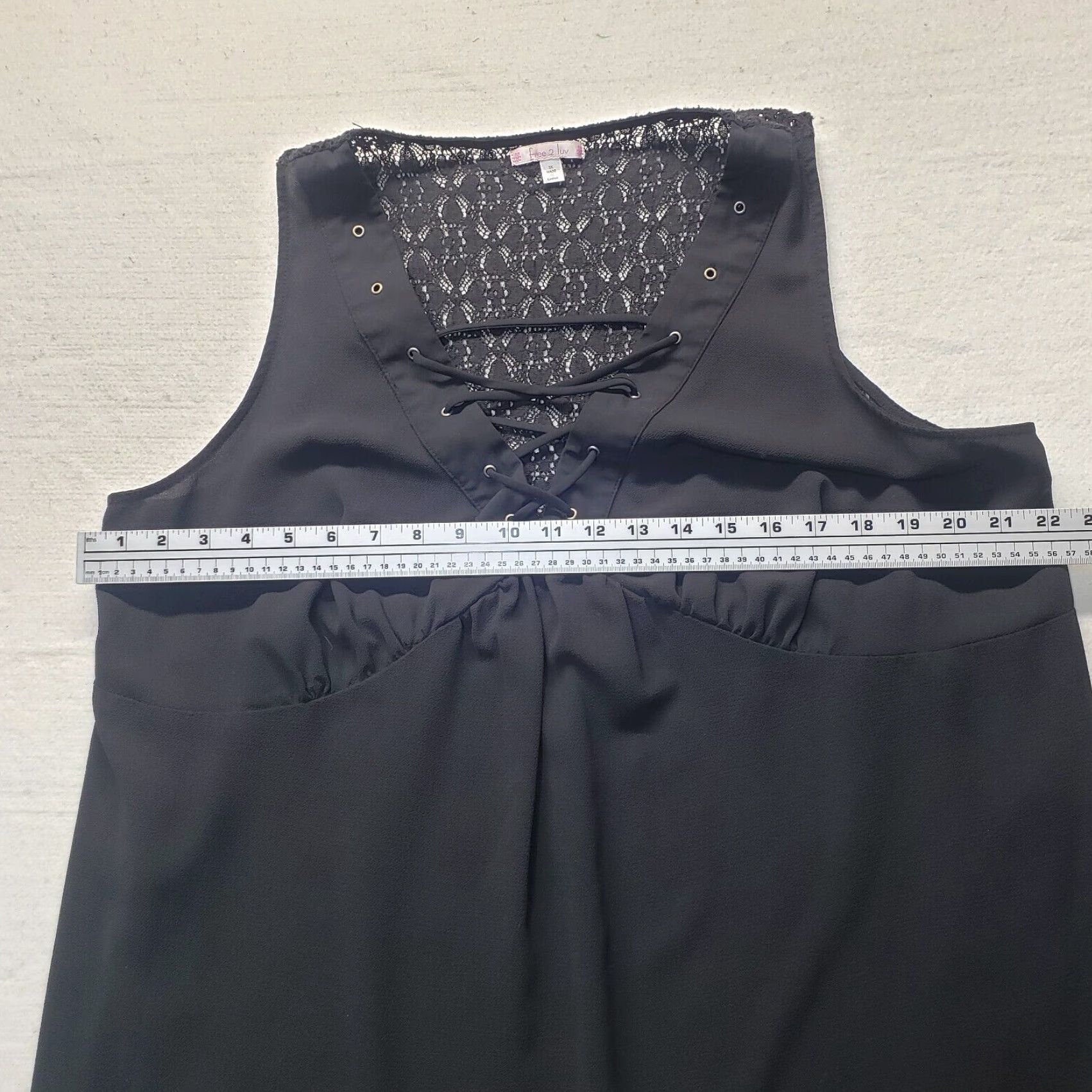 Vintage Free 2 Luv Shirt Tank Top Adult Womens 3X Black Lace Boat Neck Sleeveless Tunic Casual Modern 90s? Size XXL / US 16-18 / IT 52-54 - 5 Thumbnail