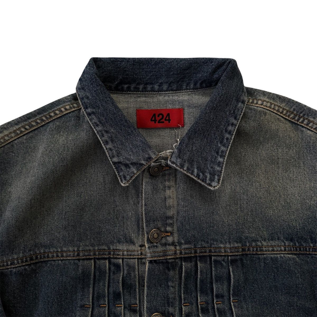 424 424 Collection Indigo Pleated Detail Trucker Denim Jacket Size US S / EU 44-46 / 1 - 5 Thumbnail