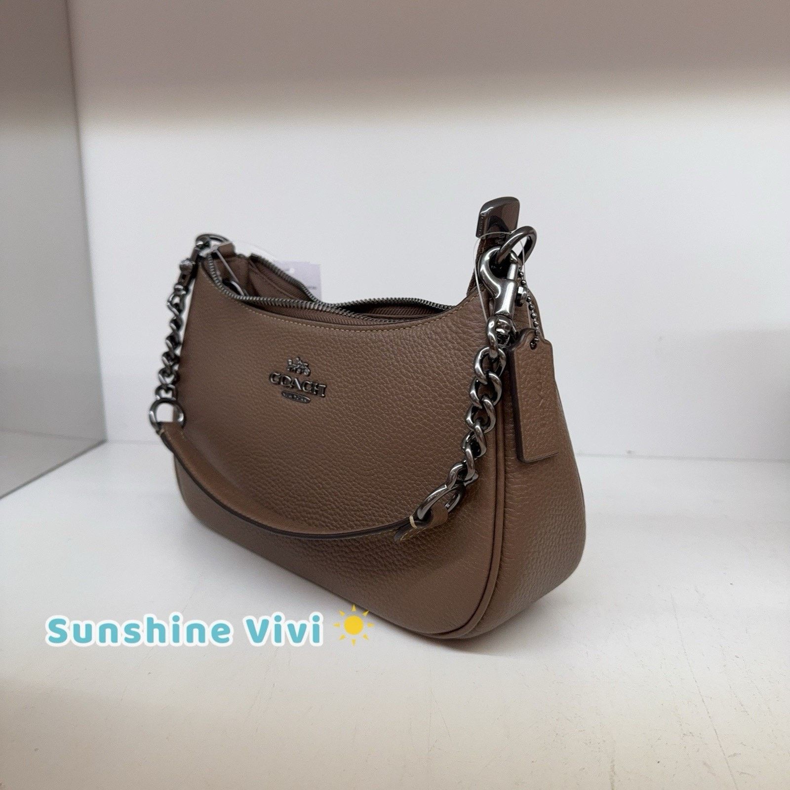 Coach NWT Coach Teri Shoulder Bag CV934 Leather/Qb/Dark Stone Size ONE SIZE - 7 Thumbnail