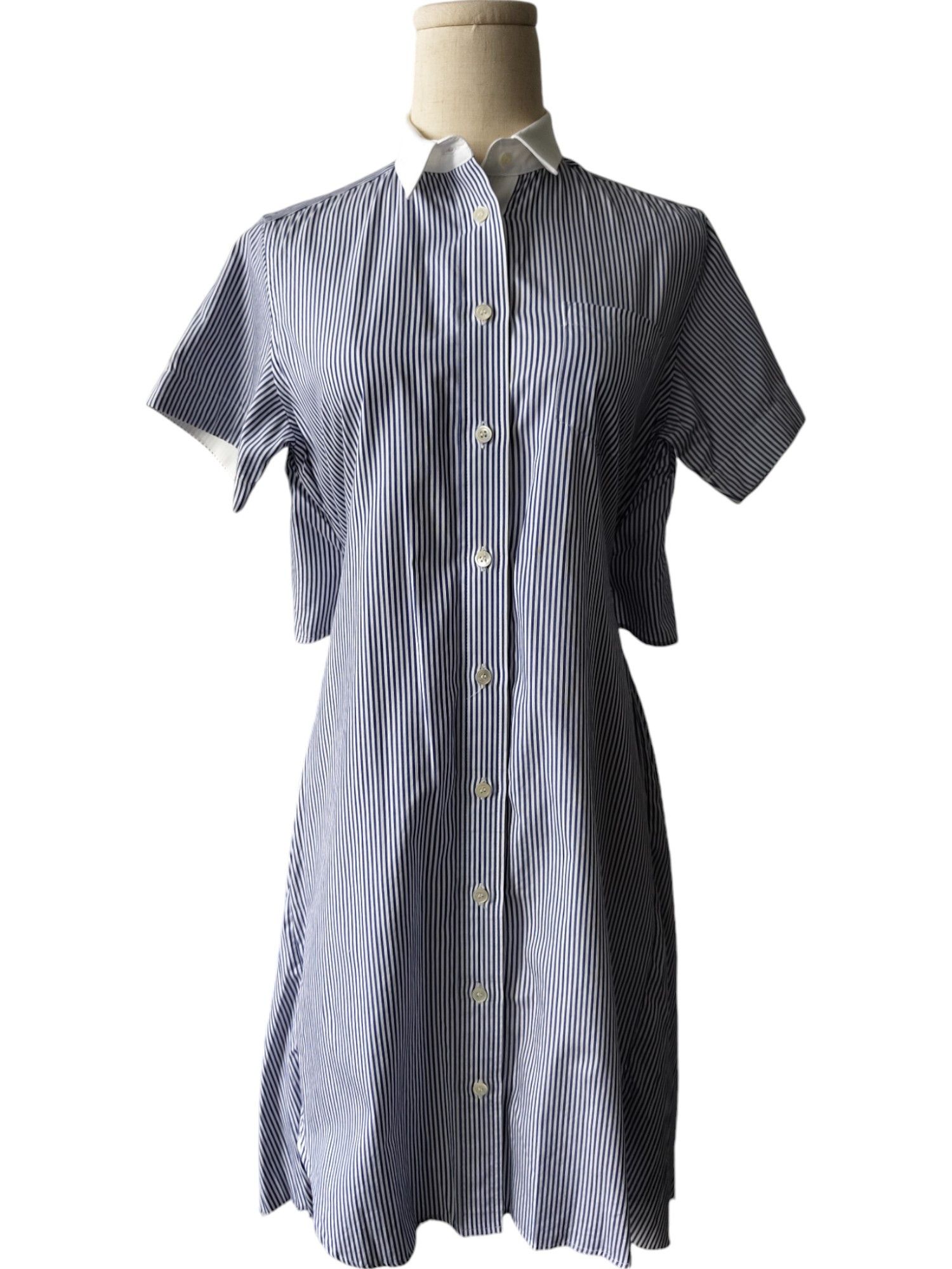 Sacai Blue Striped Shirt Dress With Open Back Size S / US 4 / IT 40 - 1 Thumbnail